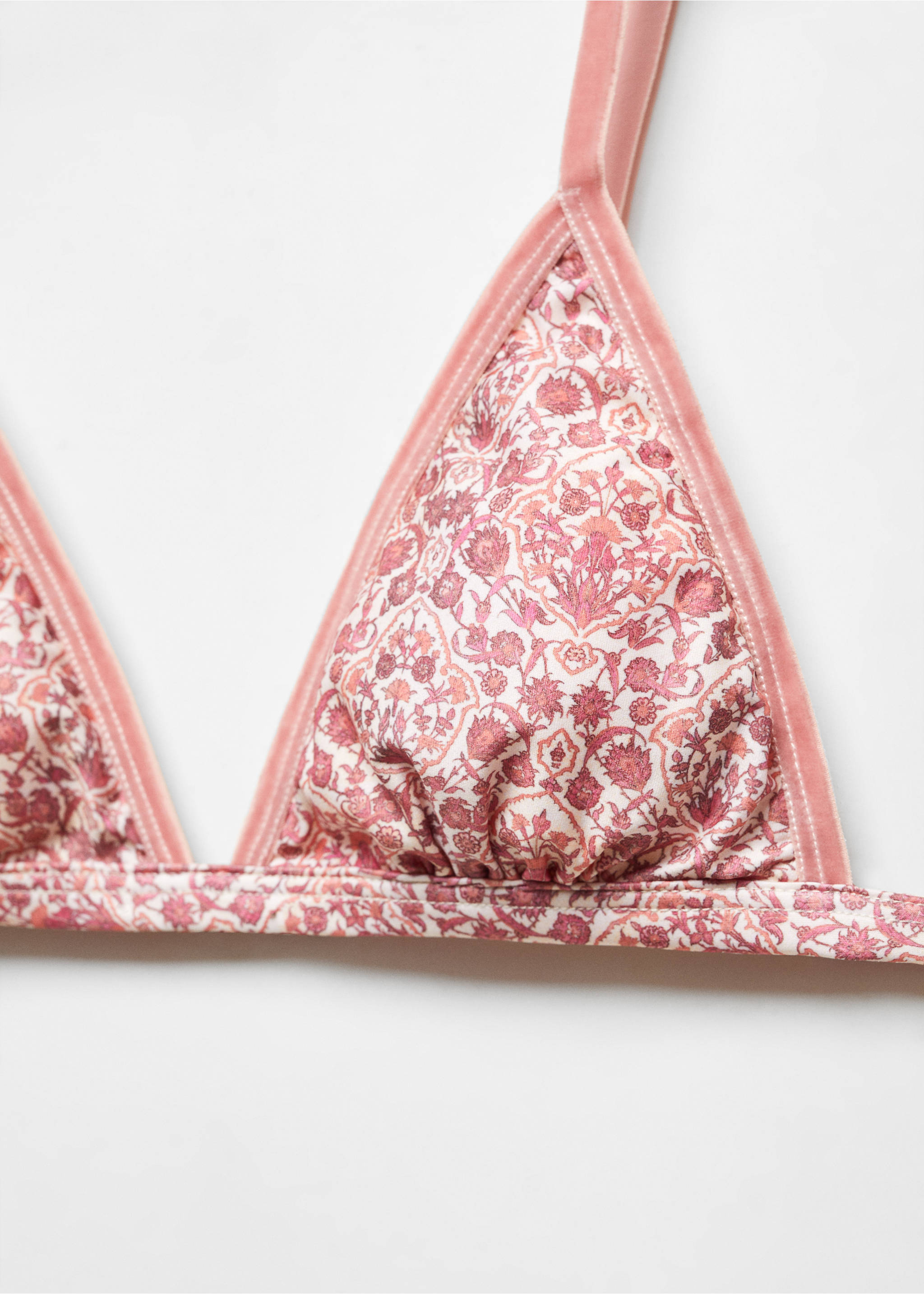 Printed triangle bra - Details of the article 8, Pink. Ref: 67030483-00.