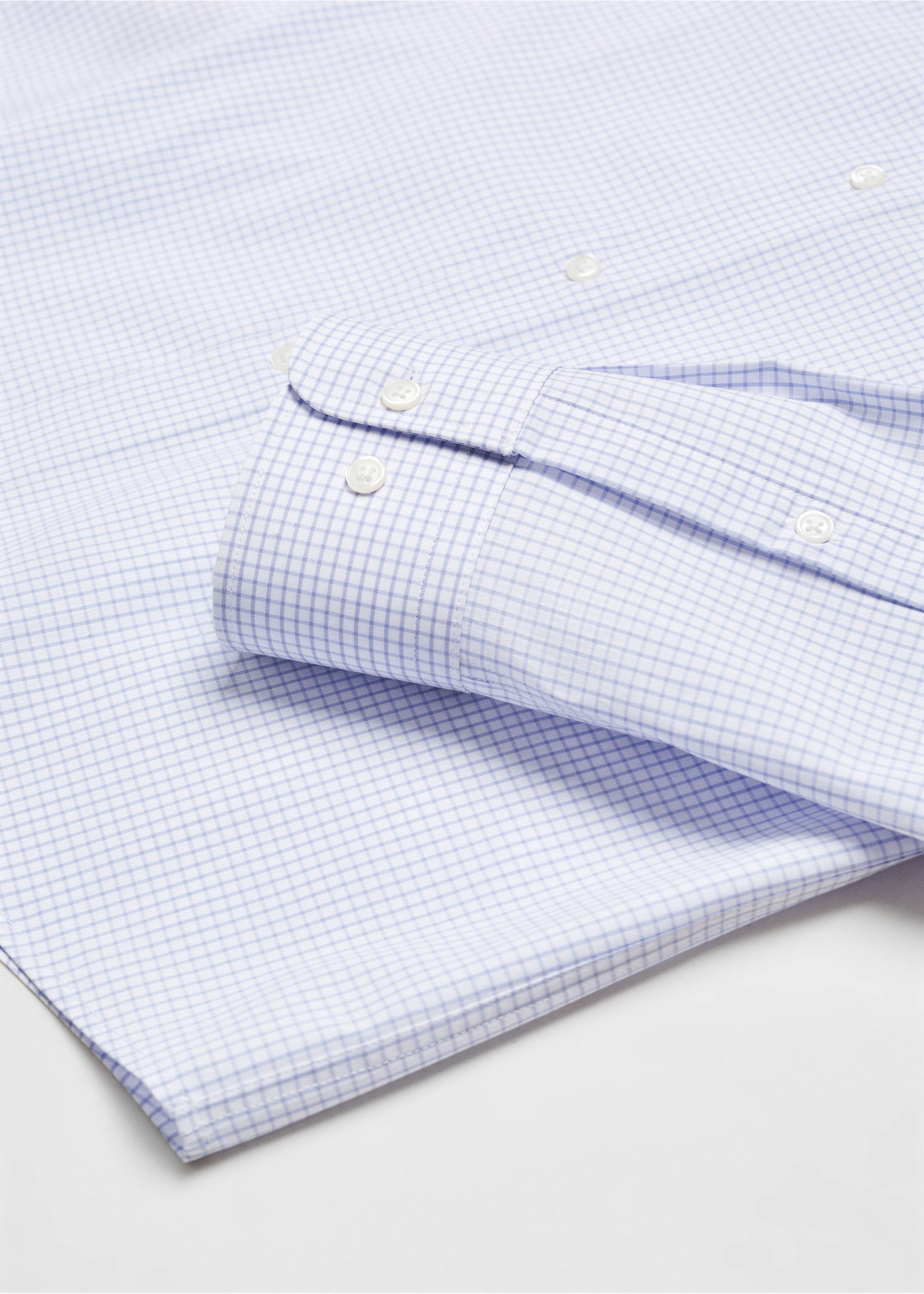 Micro-stretch fabric shirt - Details of the article 8, Sky Blue. Ref: 67030632-00.