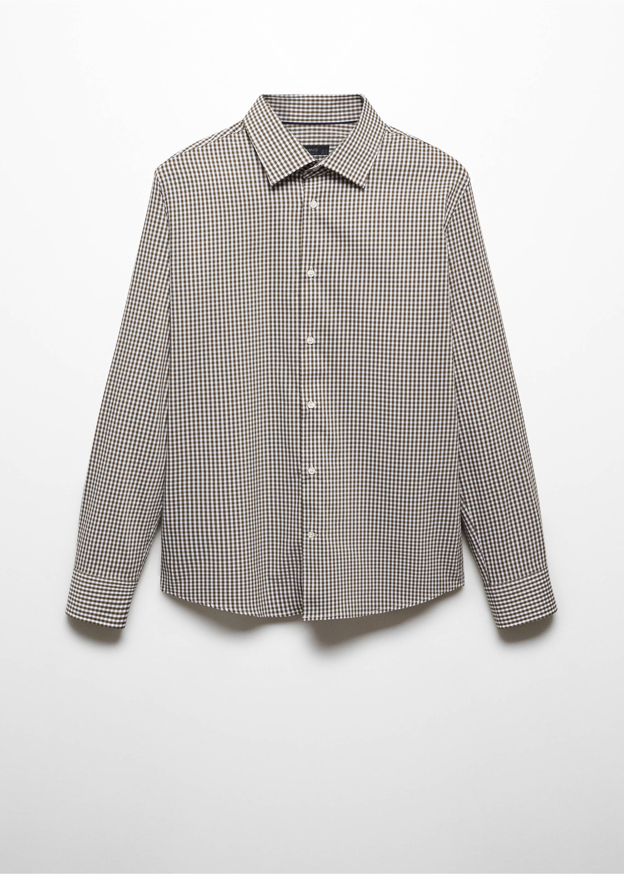 Micro-stretch fabric shirt - Article without model, Khaki. Ref: 67030633-00.