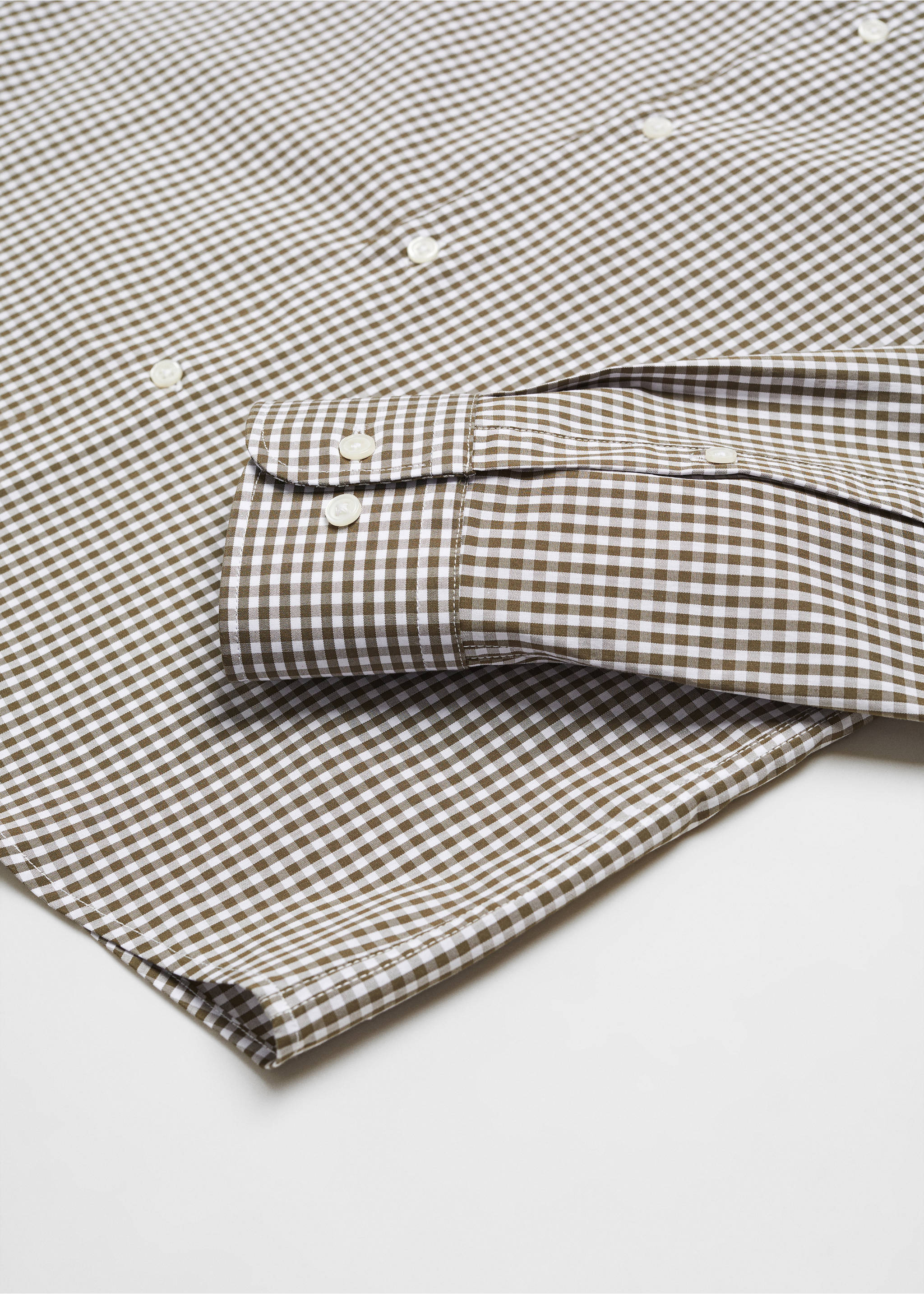 Micro-stretch fabric shirt - Details of the article 8, Khaki. Ref: 67030633-00.