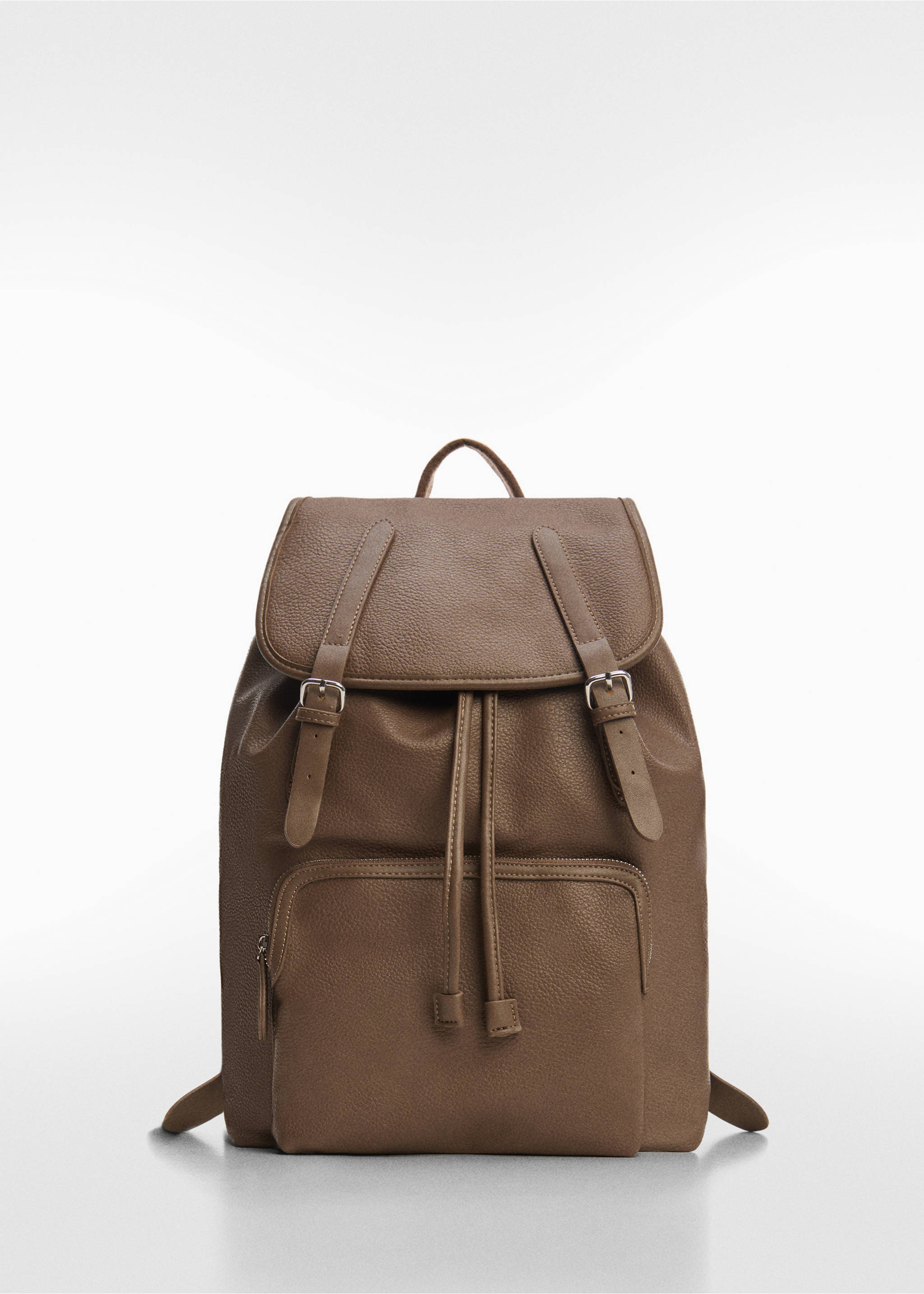 Leather-effect backpack - Article without model, Brown. Ref: 67030641-00.