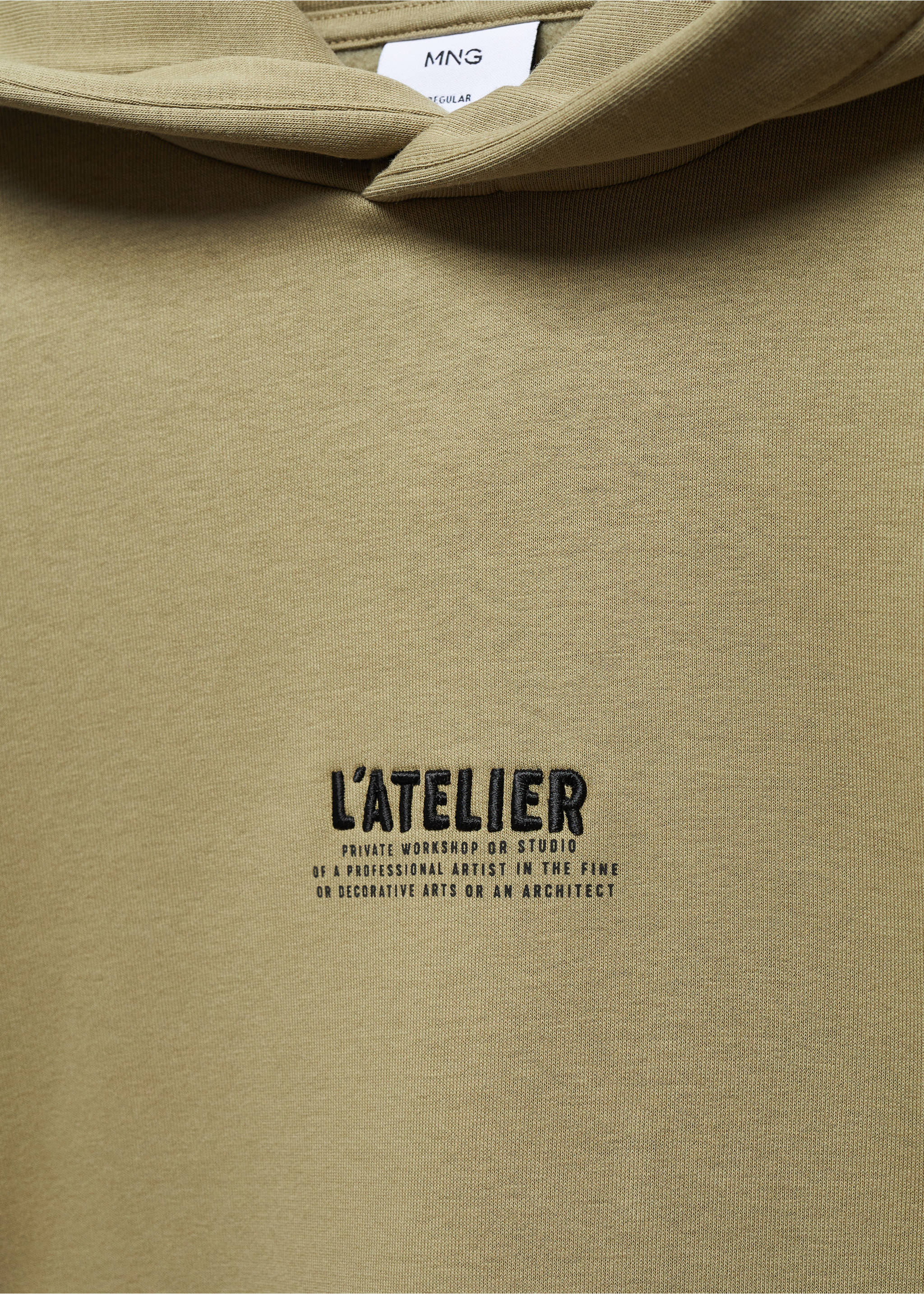 Kapuzenpullover mit Stickerei - Detail des Artikels 8, Khaki. Ref: 67030645-00.