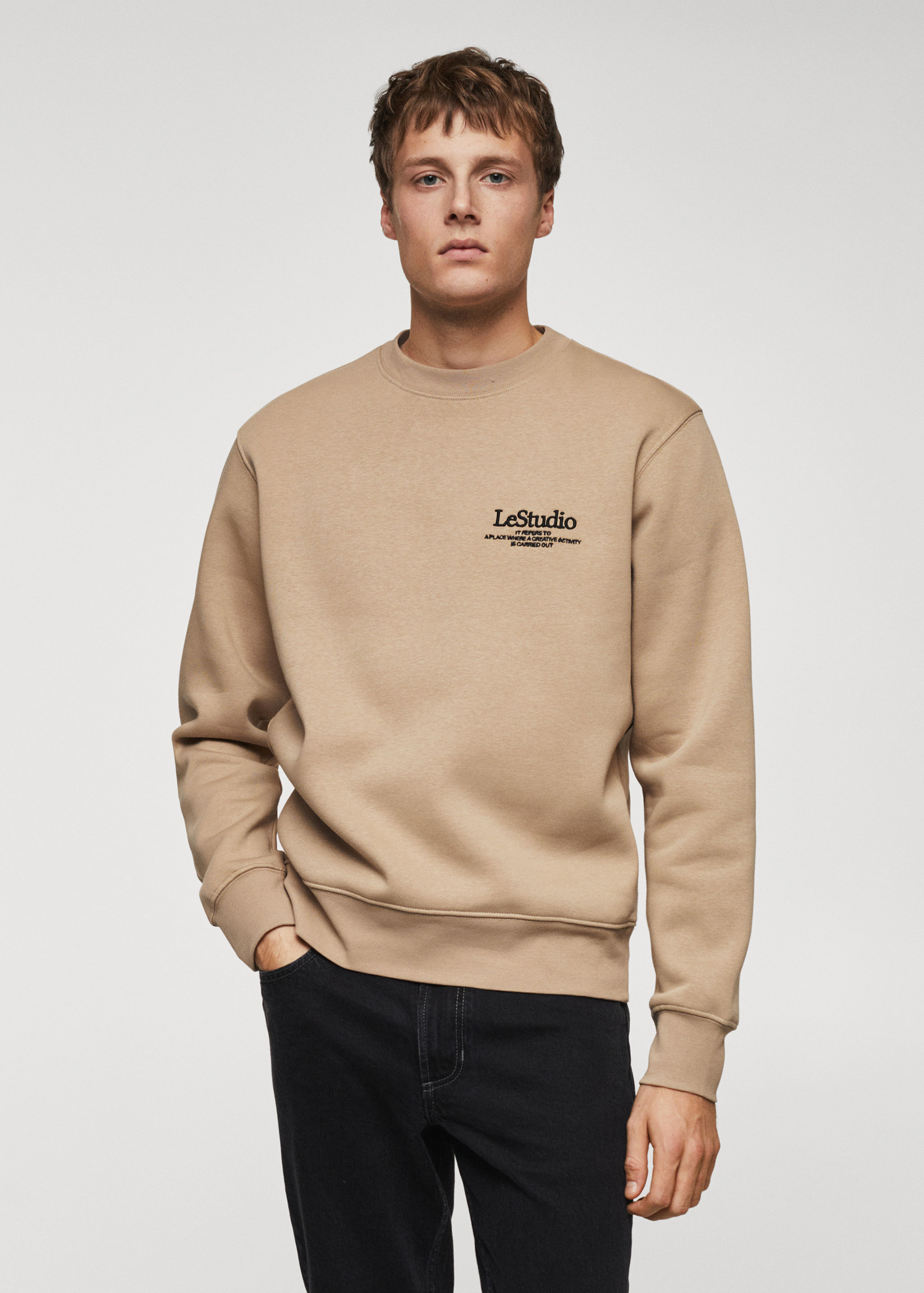 Baumwoll-Sweatshirt mit Stickdetail - Mittlere Ansicht