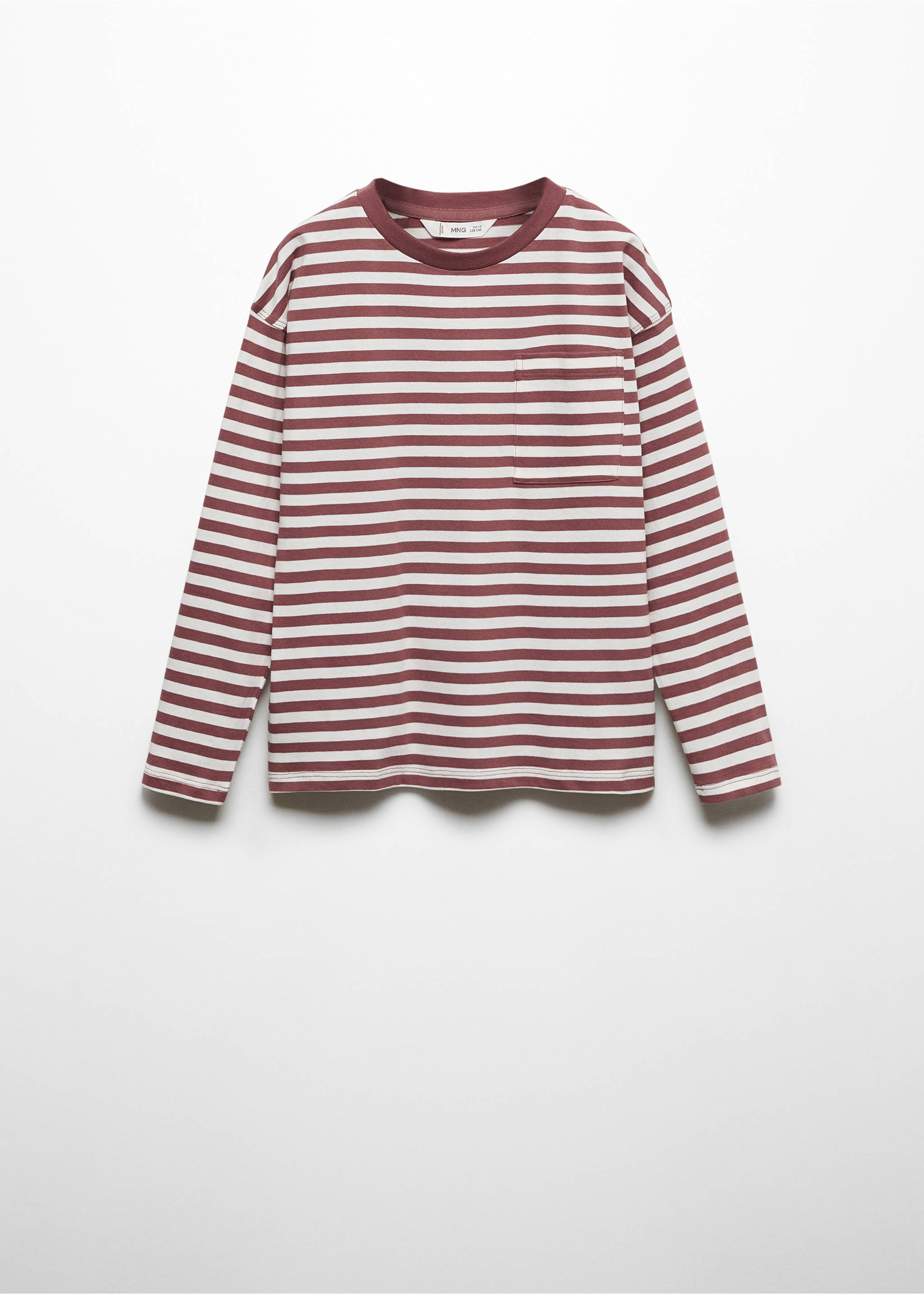 Striped long sleeves t-shirt - Article without model, Cherry. Ref: 67030653-00.
