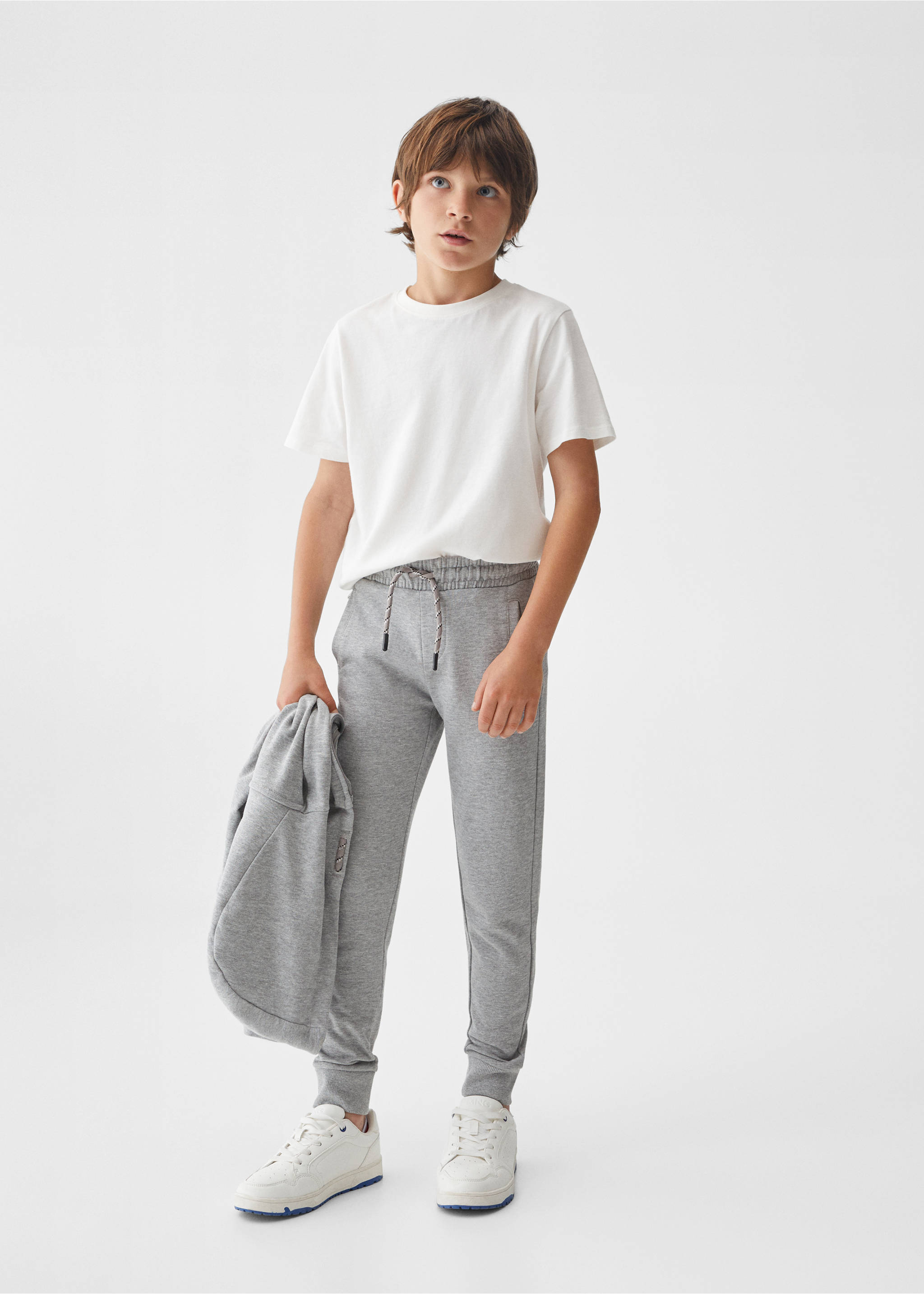 Cotton jogger-style trousers - General plane, Medium Heather Grey. Ref: 67030659-00.