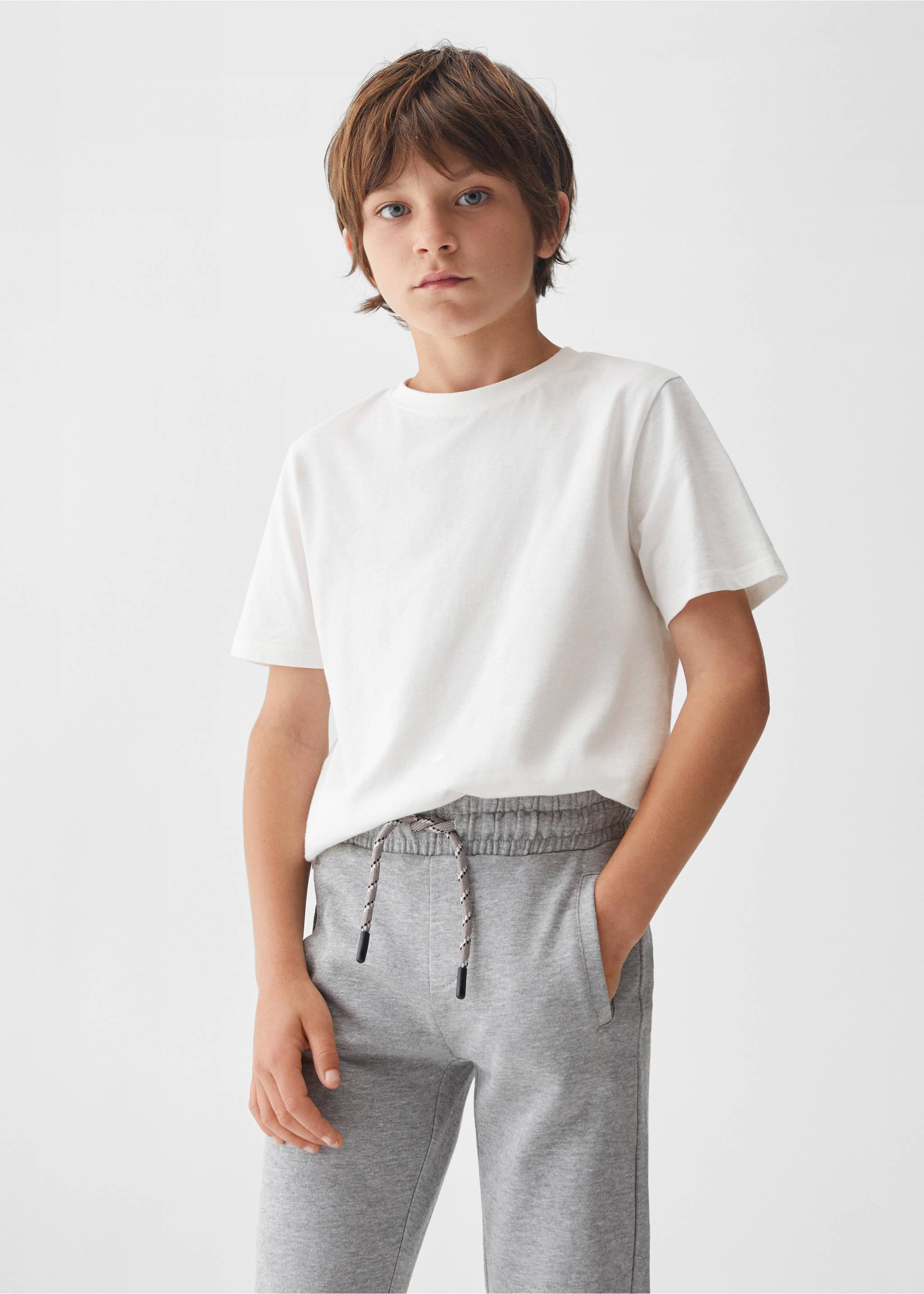 Cotton jogger-style trousers - Medium plane, Medium Heather Grey. Ref: 67030659-00.