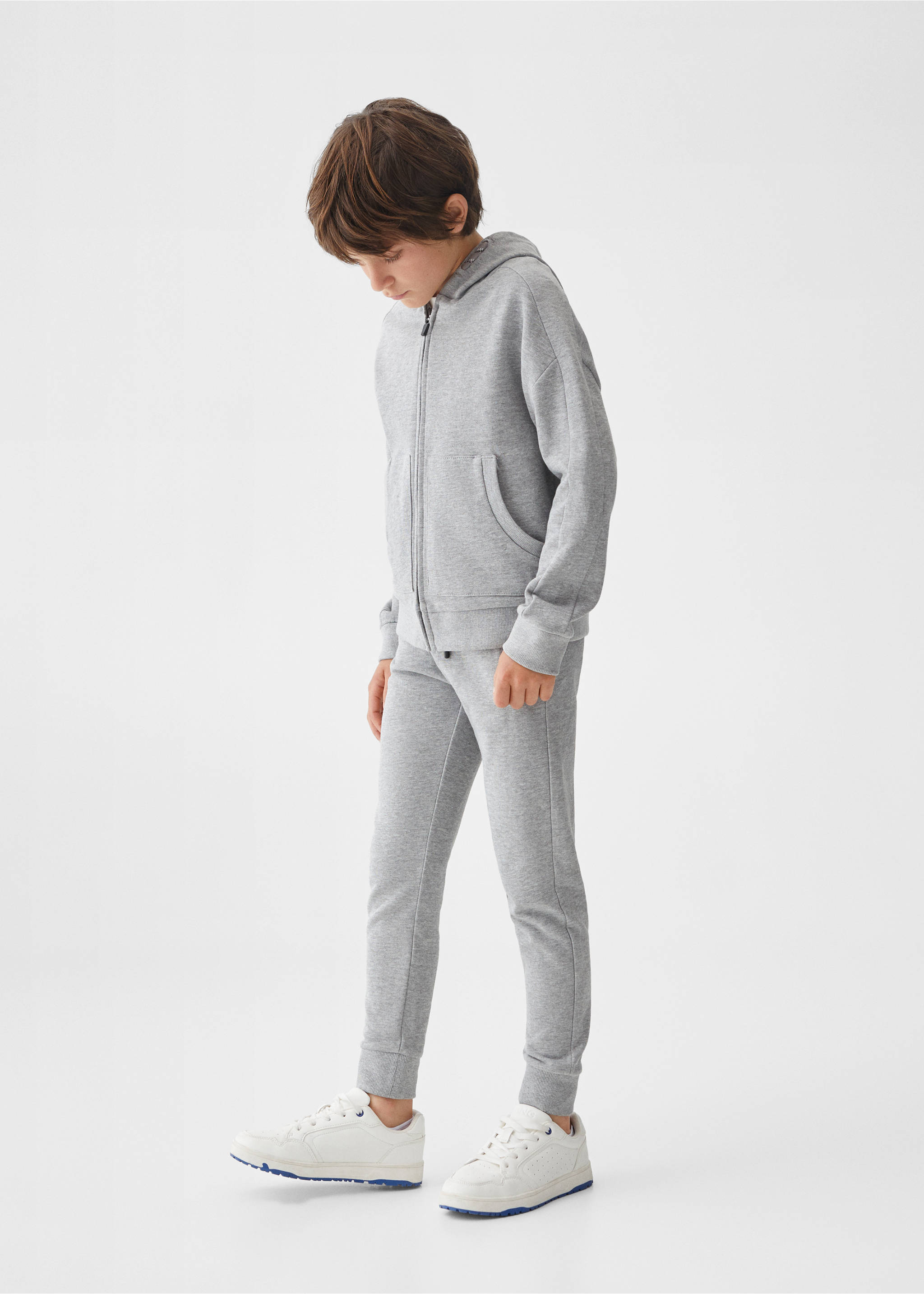 Cotton jogger-style trousers - Details of the article 2, Medium Heather Grey. Ref: 67030659-00.