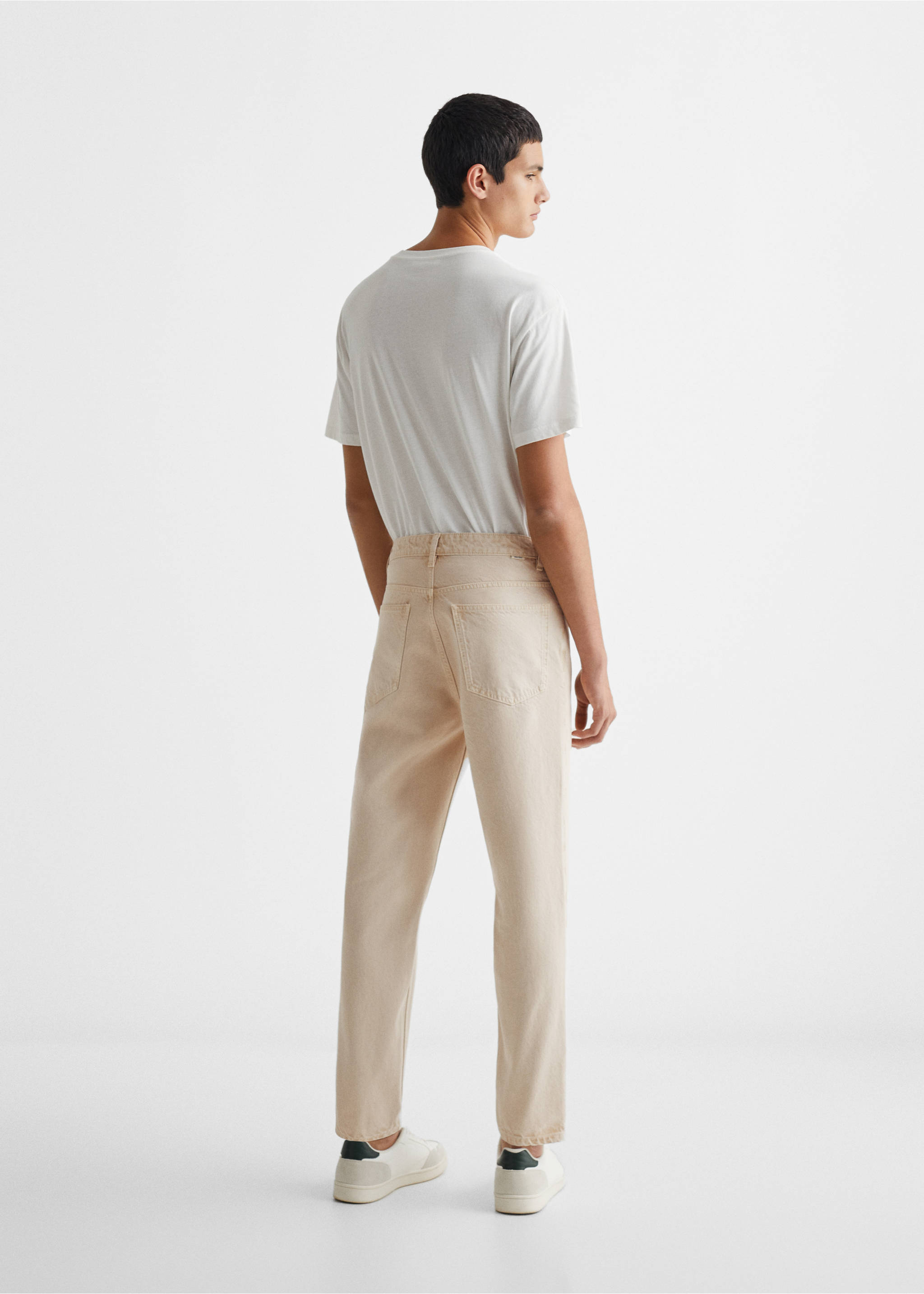 Regular-fit cotton trousers - Reverse of the article, Beige. Ref: 67030676-00.
