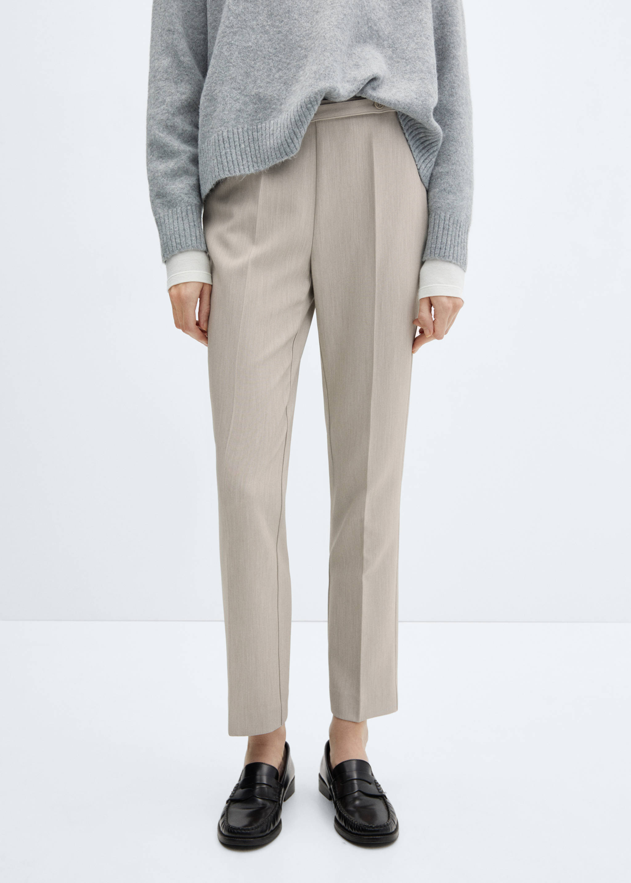 Gerade Hose mit Gürtel - Mittlere Ansicht