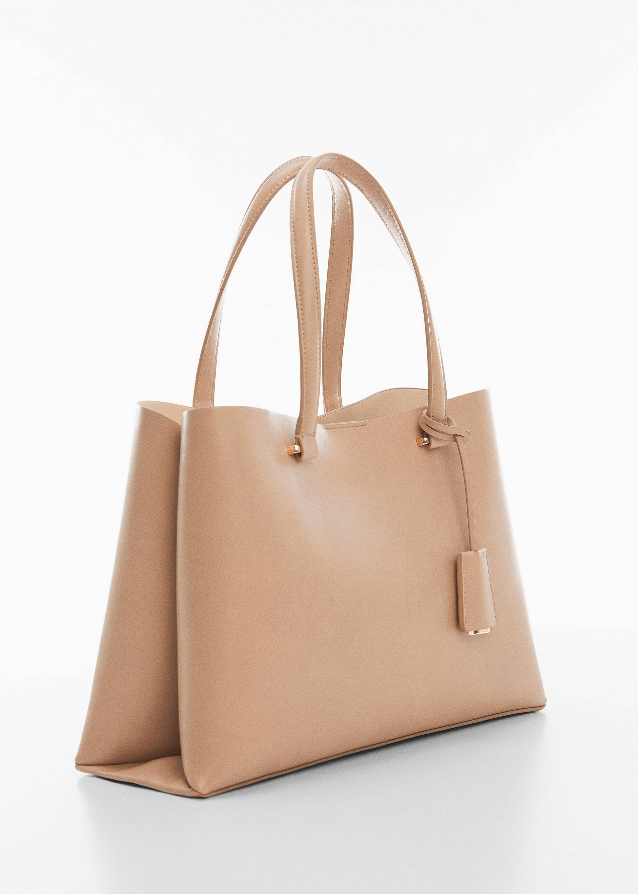 Shopper bag with dual compartment - Medium plane, Light/Pastel Brown. Ref: 67032011-00.