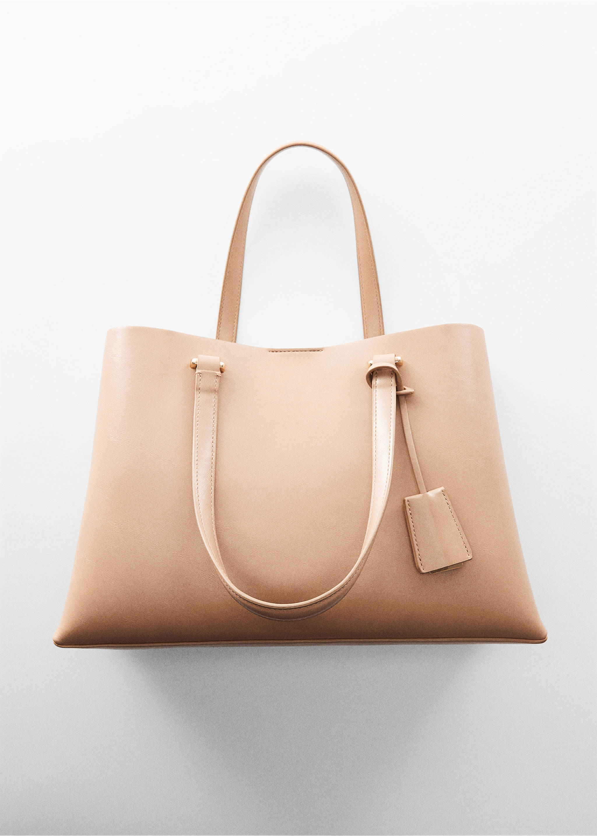 Shopper bag with dual compartment - Details of the article 5, Light/Pastel Brown. Ref: 67032011-00.