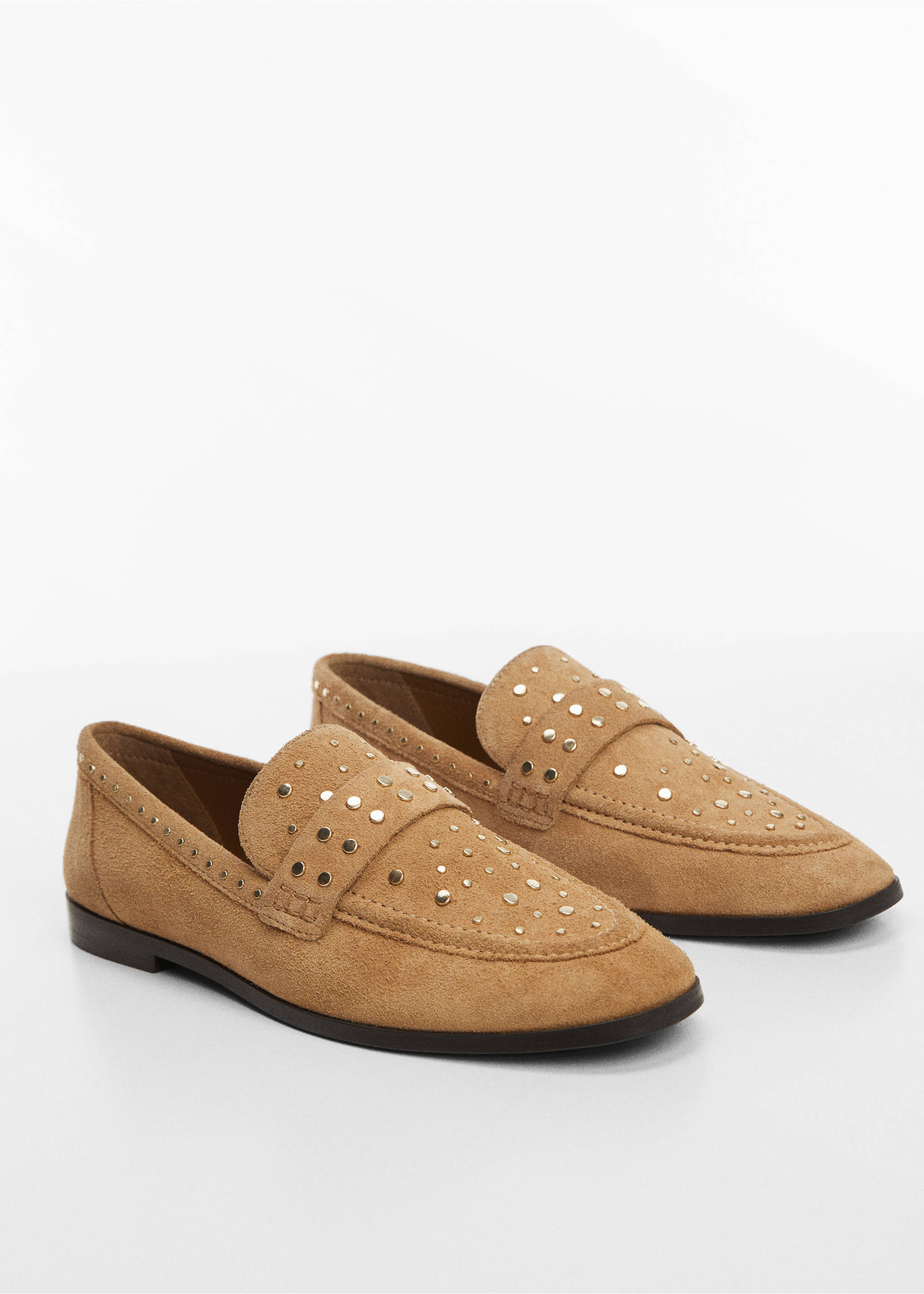 Studded leather loafers - Medium plane, Brown. Ref: 67032528-00.