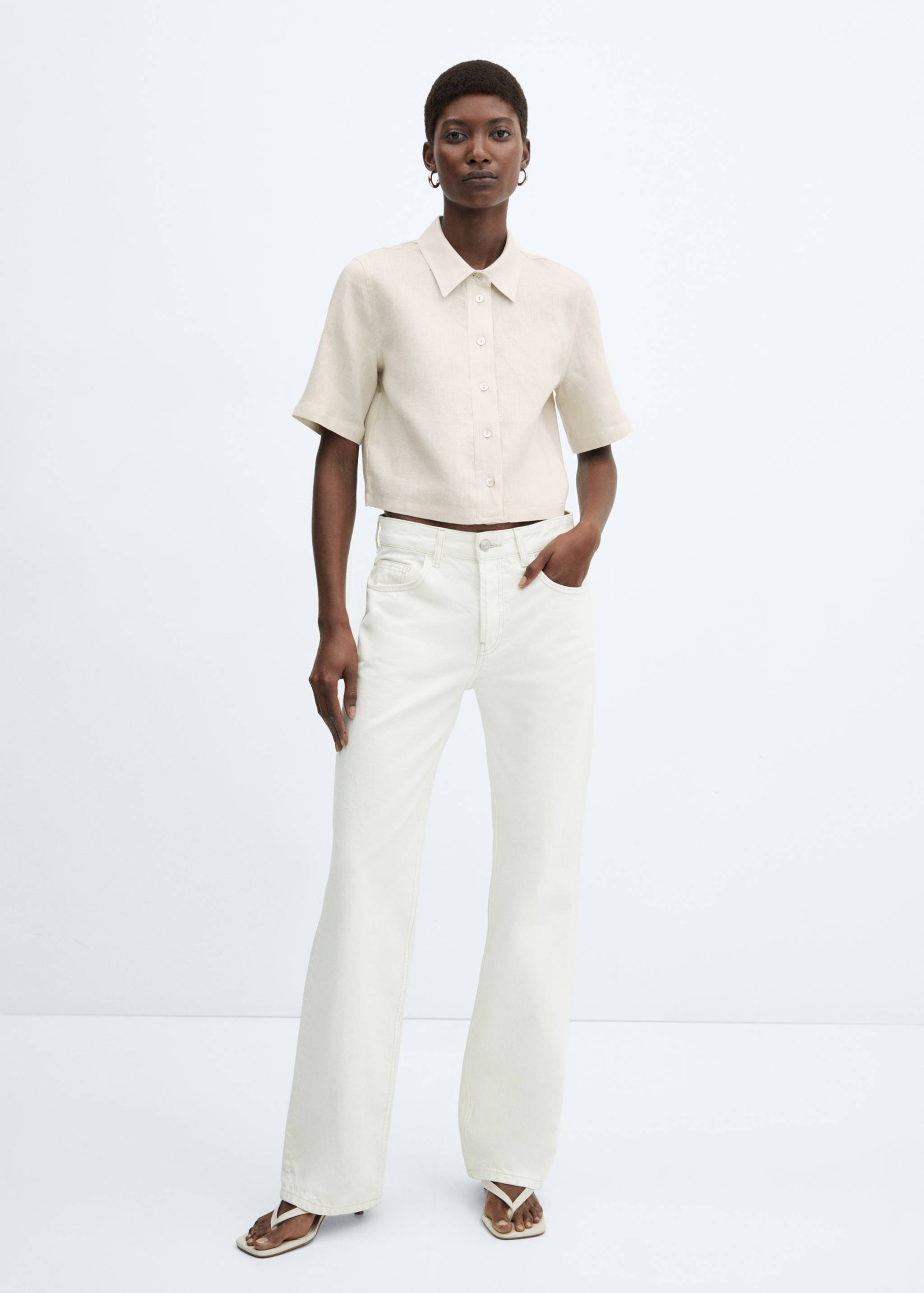 Linen-blend short-sleeve shirt - General plane