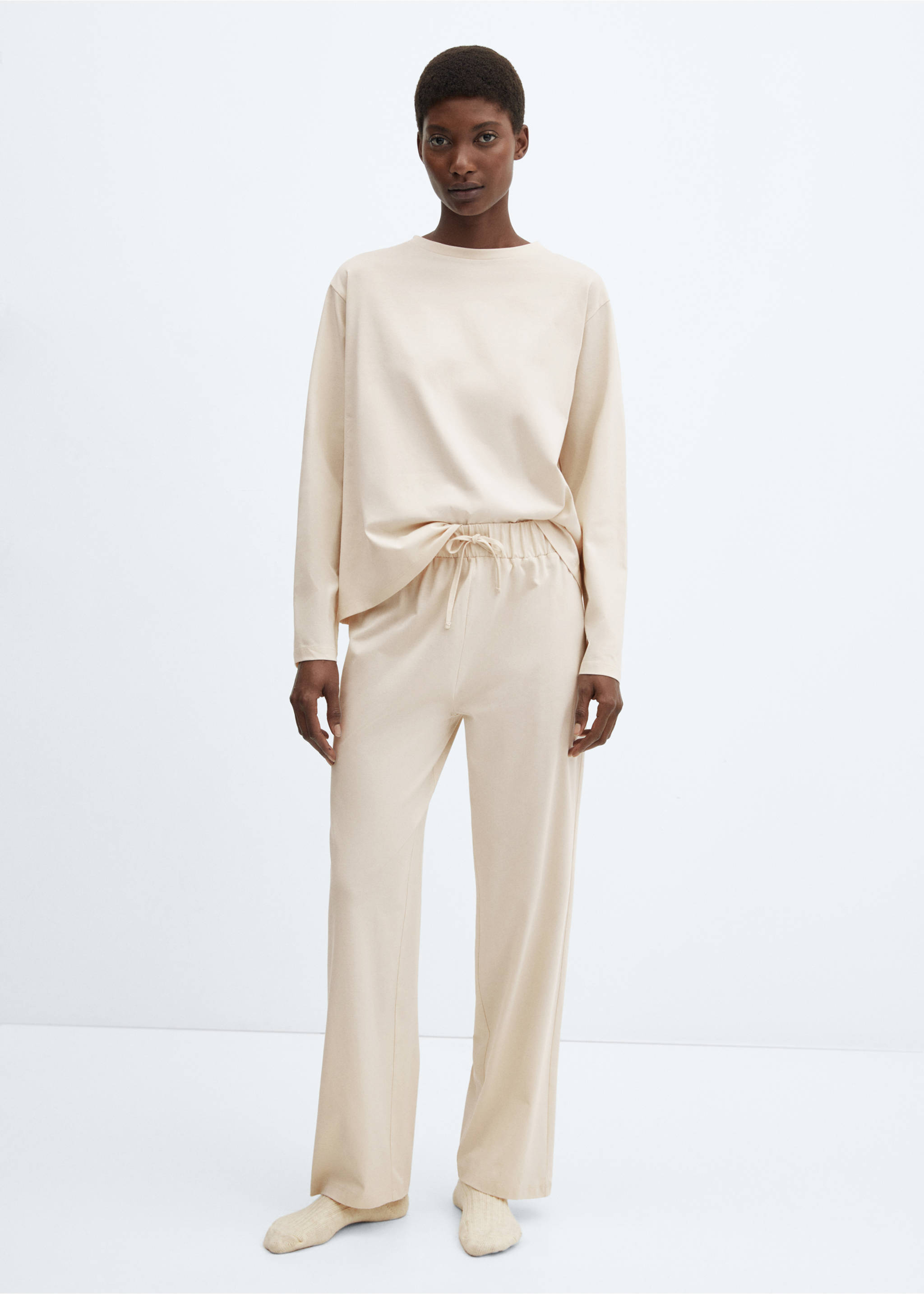 Two-piece flannel pyjamas - General plane, Sand. Ref: 67032539-00.