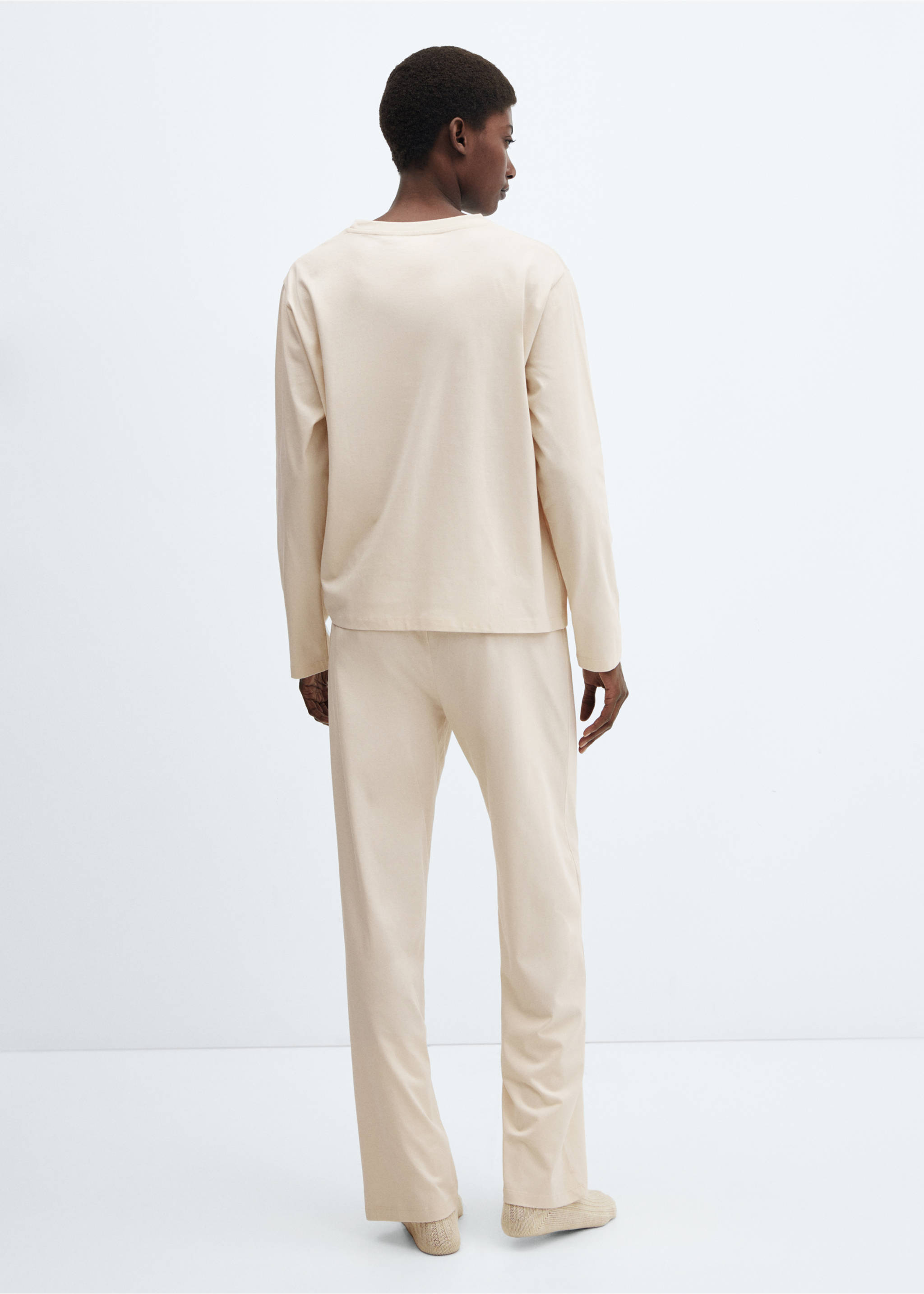 Two-piece flannel pyjamas - Reverse of the article, Sand. Ref: 67032539-00.