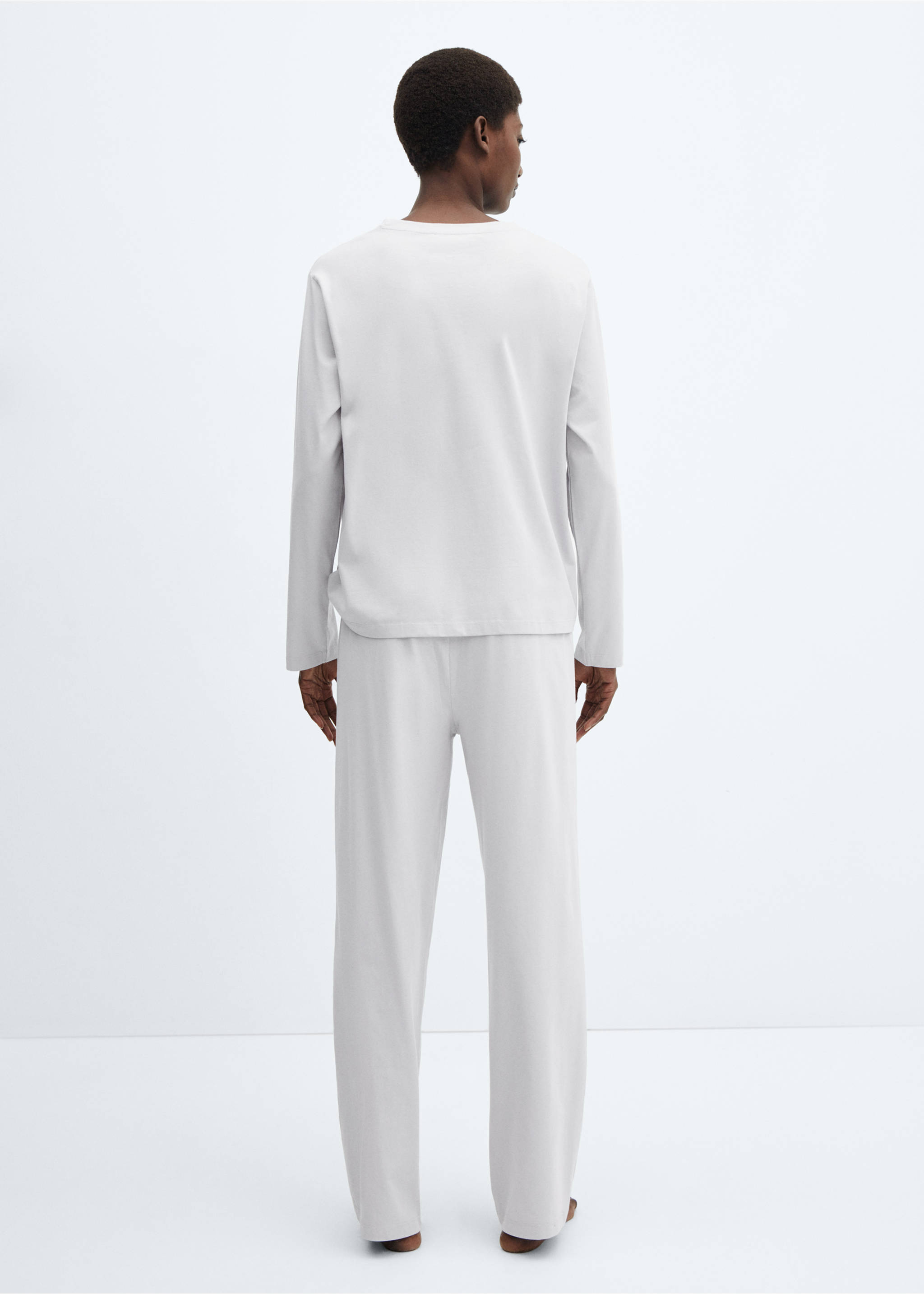 Two-piece flannel pyjamas - Reverse of the article, Light Heather Grey. Ref: 67032539-00.