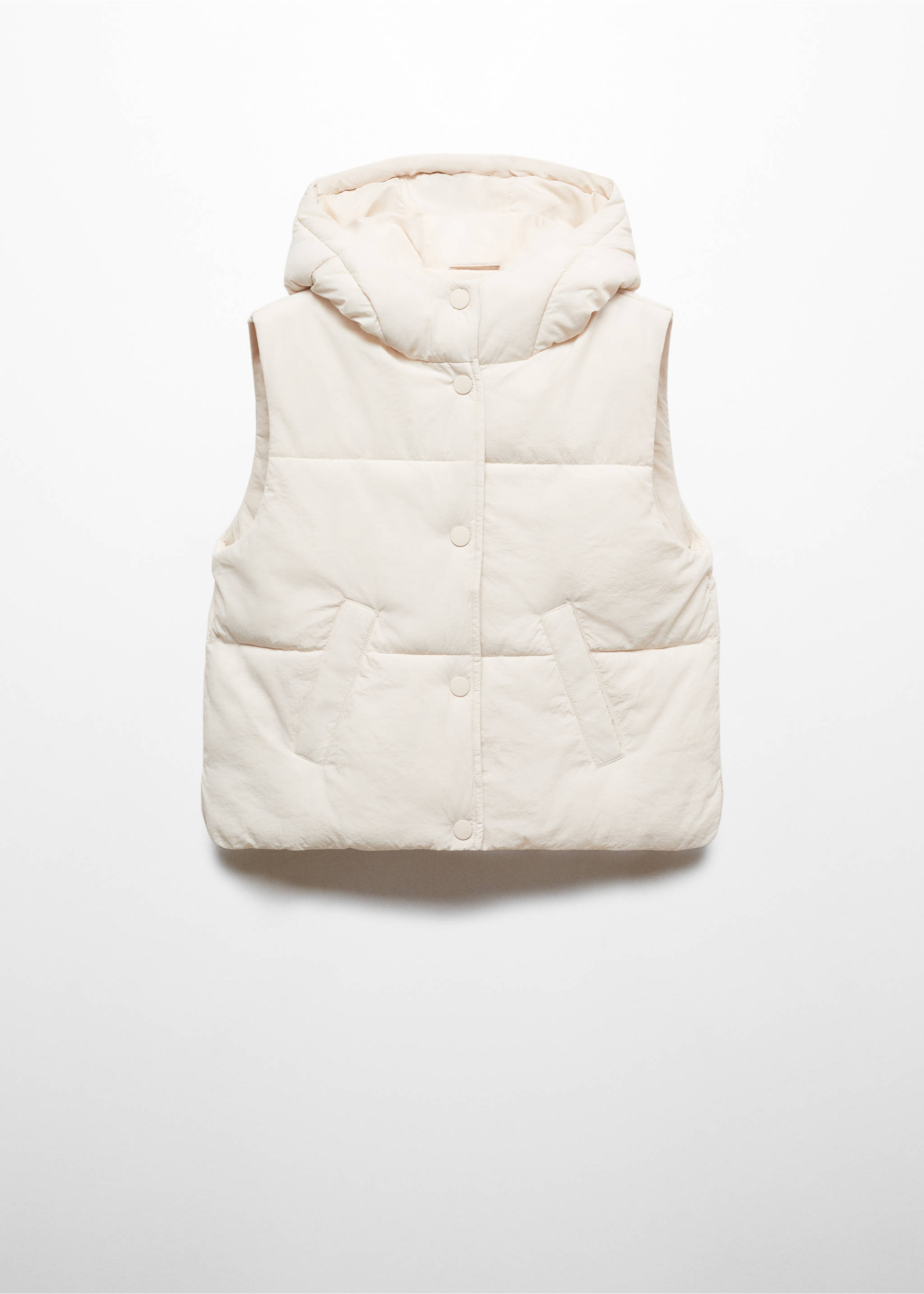 Gilet matelassé à capuche - Article sans modèle, Écru. Ref: 67032914-00.