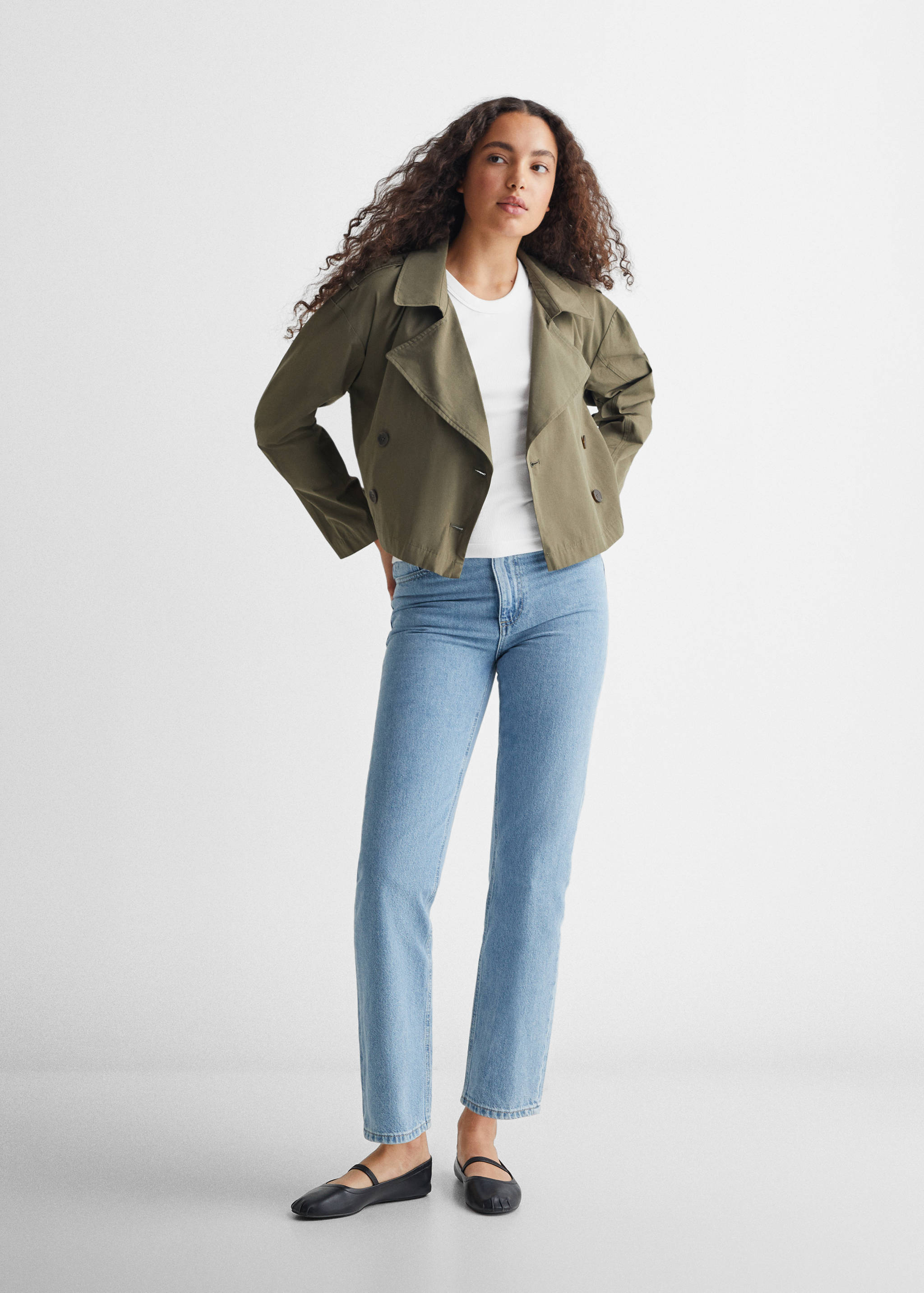 Ribbad bomull-blandning top - Allmän bild