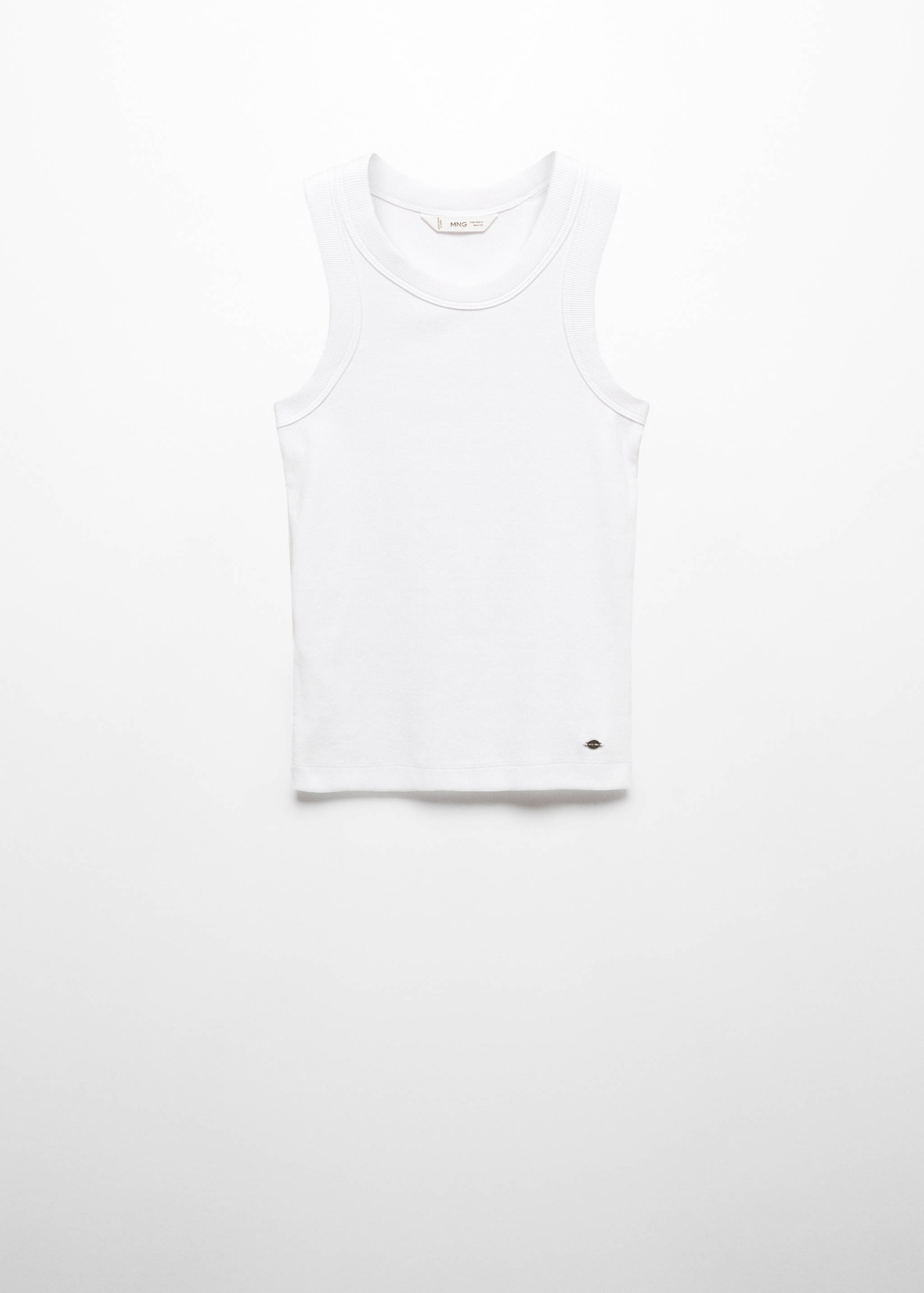 Ribbad bomull-blandning top - Artikel utan modell