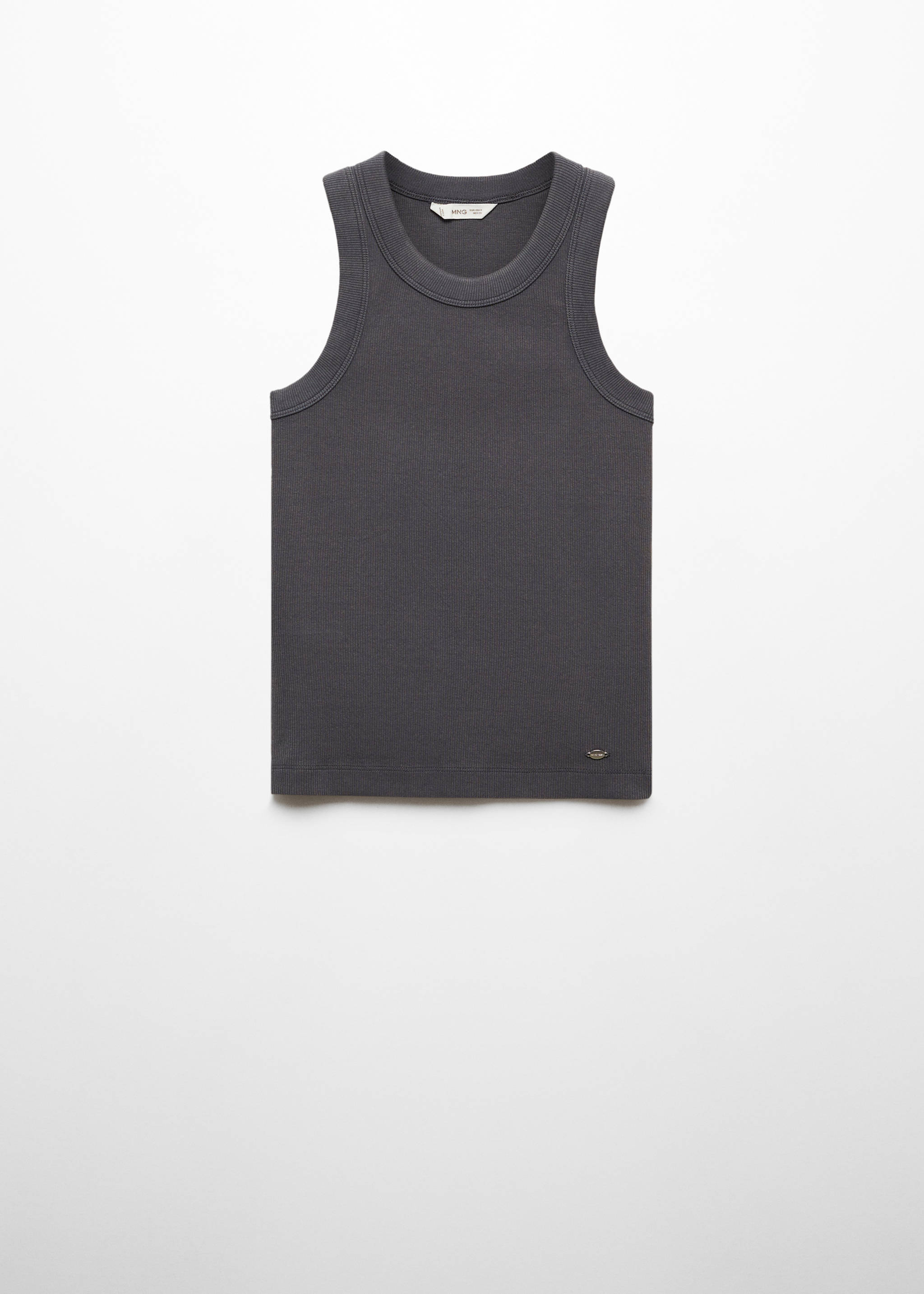 Ribbad bomull-blandning top - Artikel utan modell