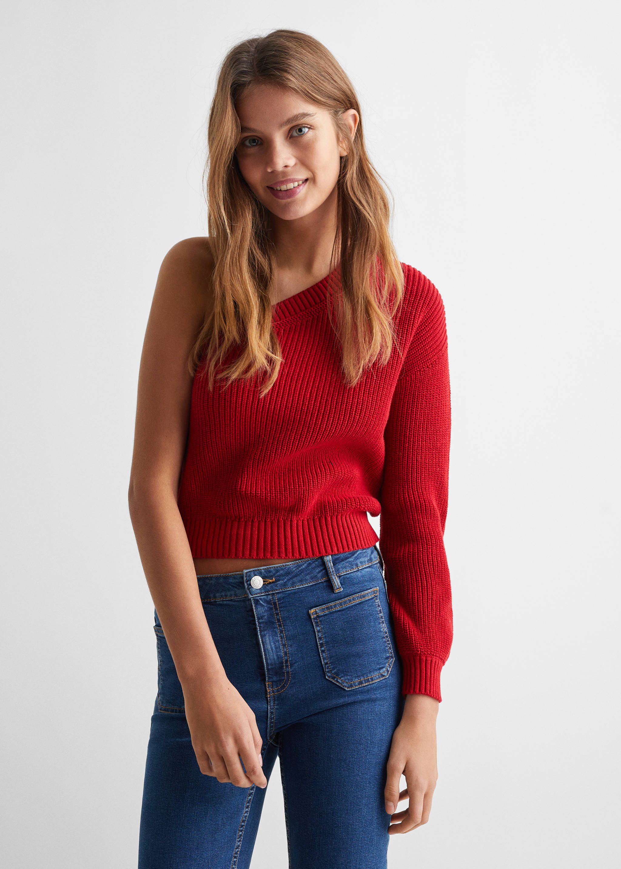 Asymmetrischer Strickpullover - Mittlere Ansicht