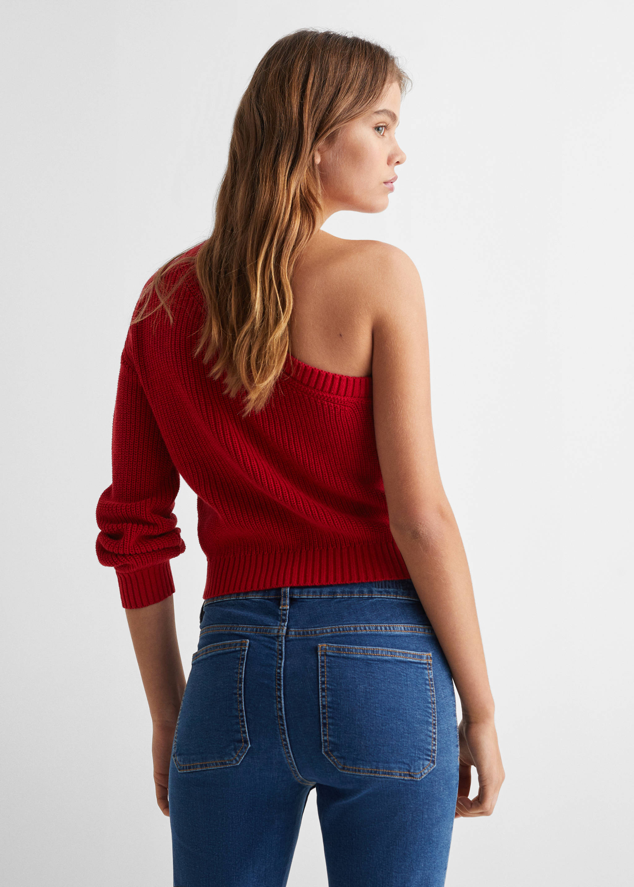 Asymmetrischer Strickpullover - Rückseite des Artikels