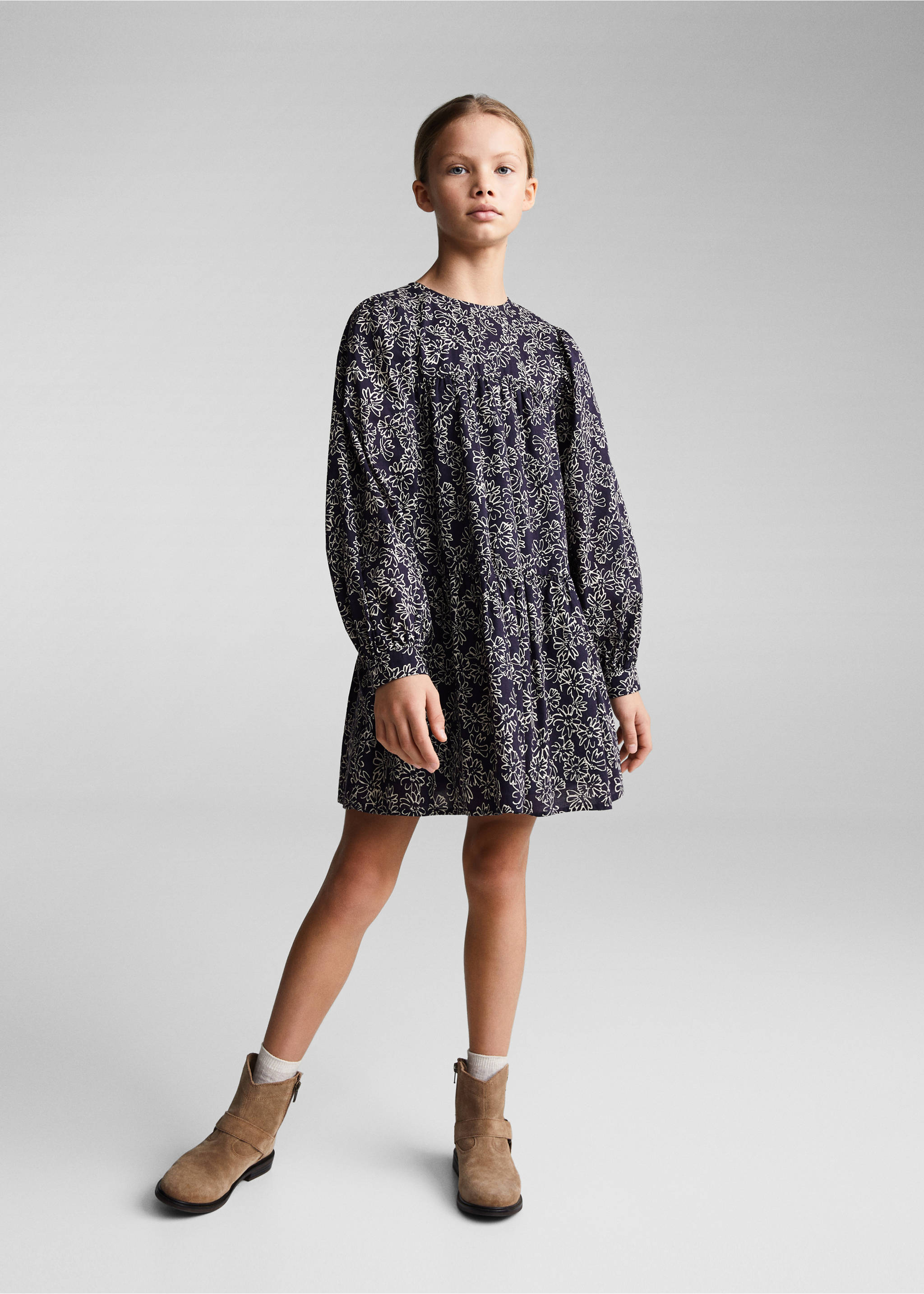Robe coton imprimée - Plan général, Bleu marine foncé. Ref: 67033686-00.