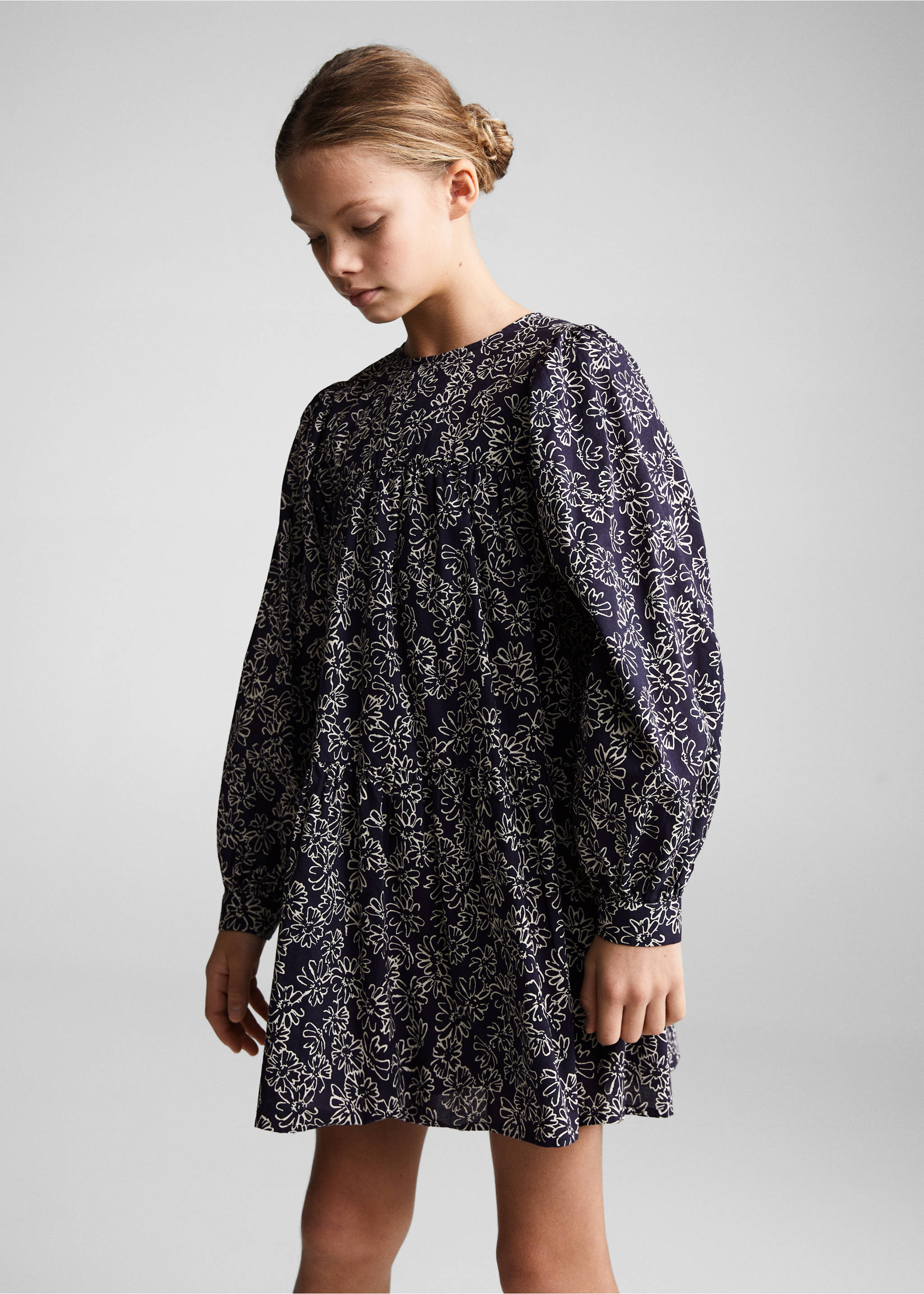 Robe coton imprimée - Plan moyen, Bleu marine foncé. Ref: 67033686-00.