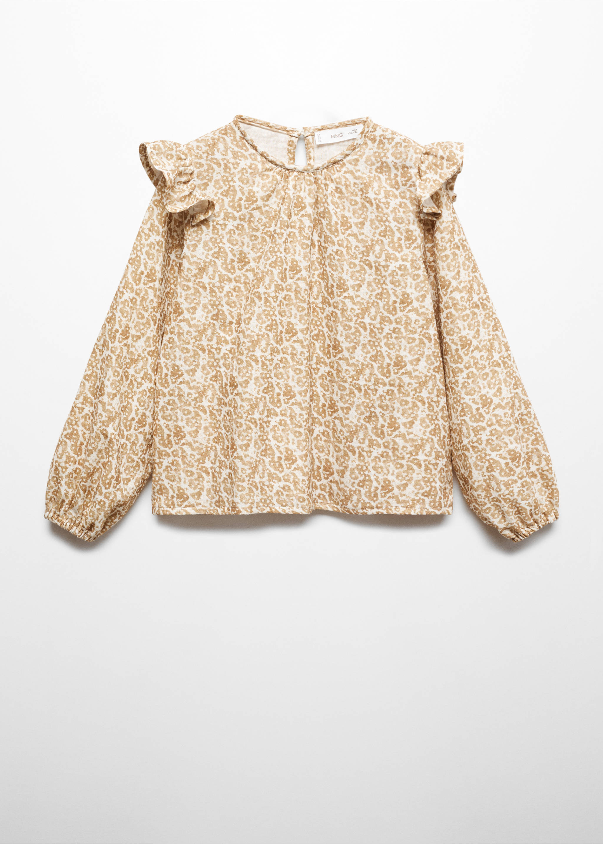 Blůza s potiskem a volány - Zboží bez modelu, Okrová. Ref: 67033688-00.