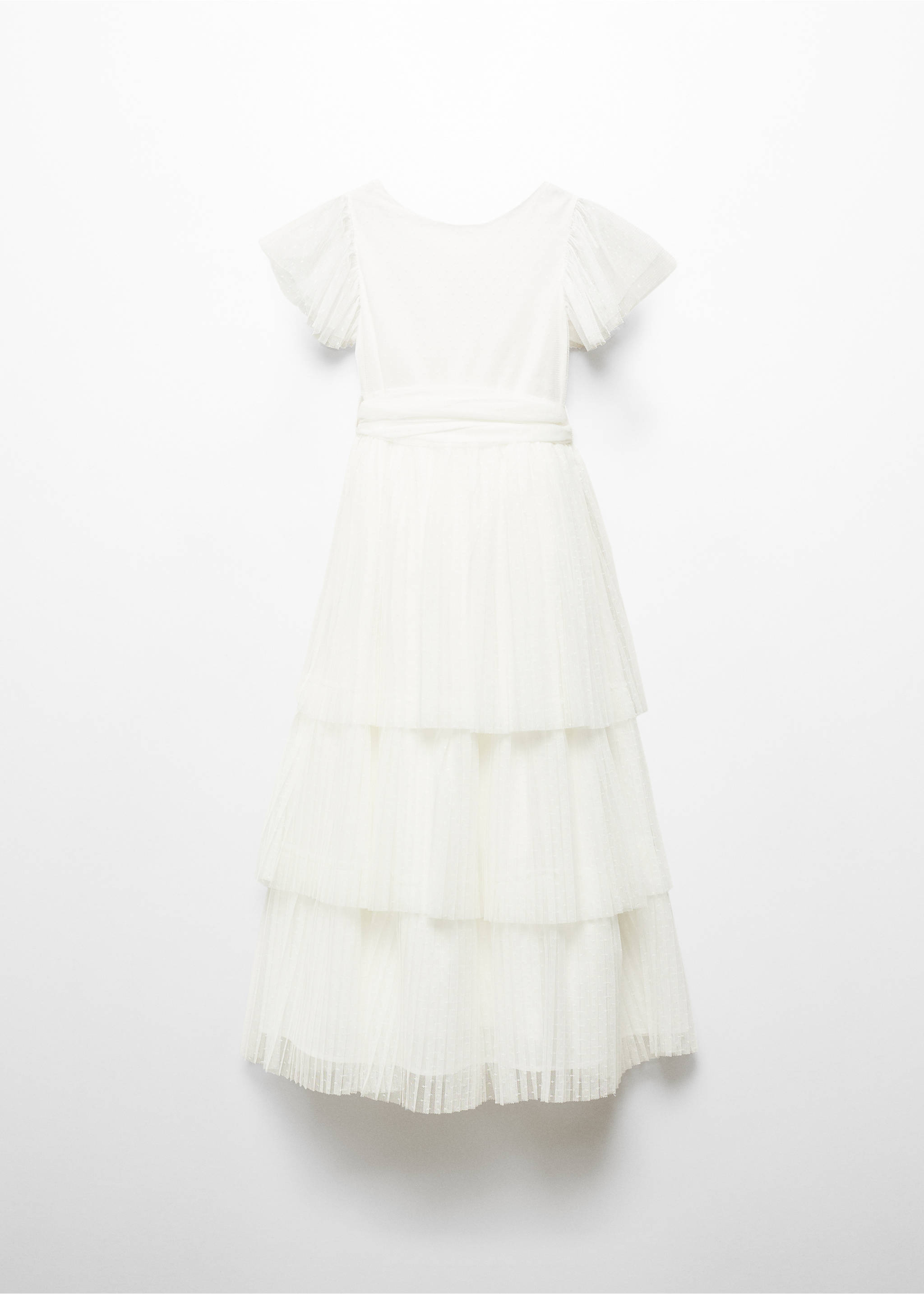 Ruffled tulle dress - Article without model, White. Ref: 67033697-00.
