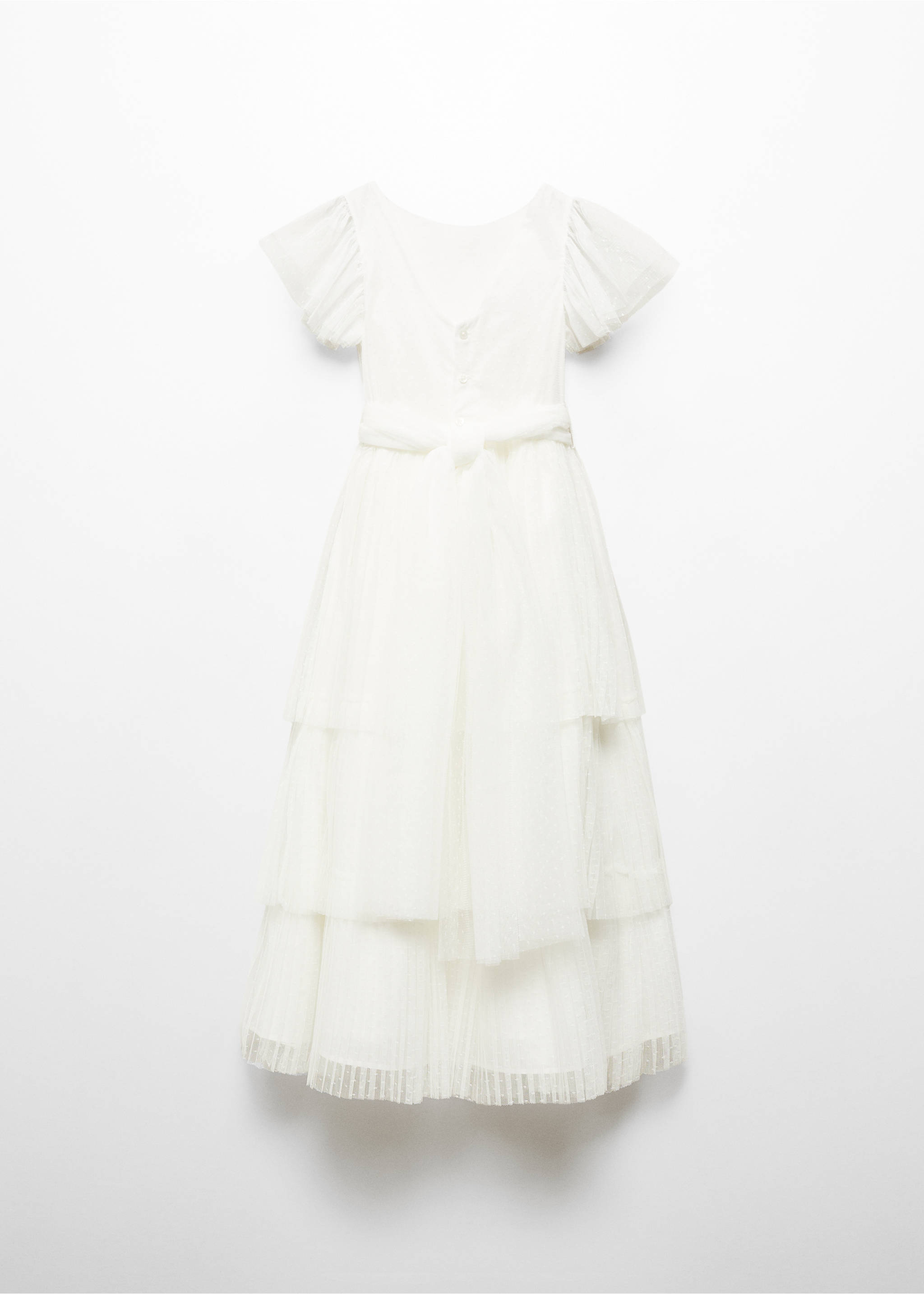 Ruffled tulle dress - Reverse of the article, White. Ref: 67033697-00.