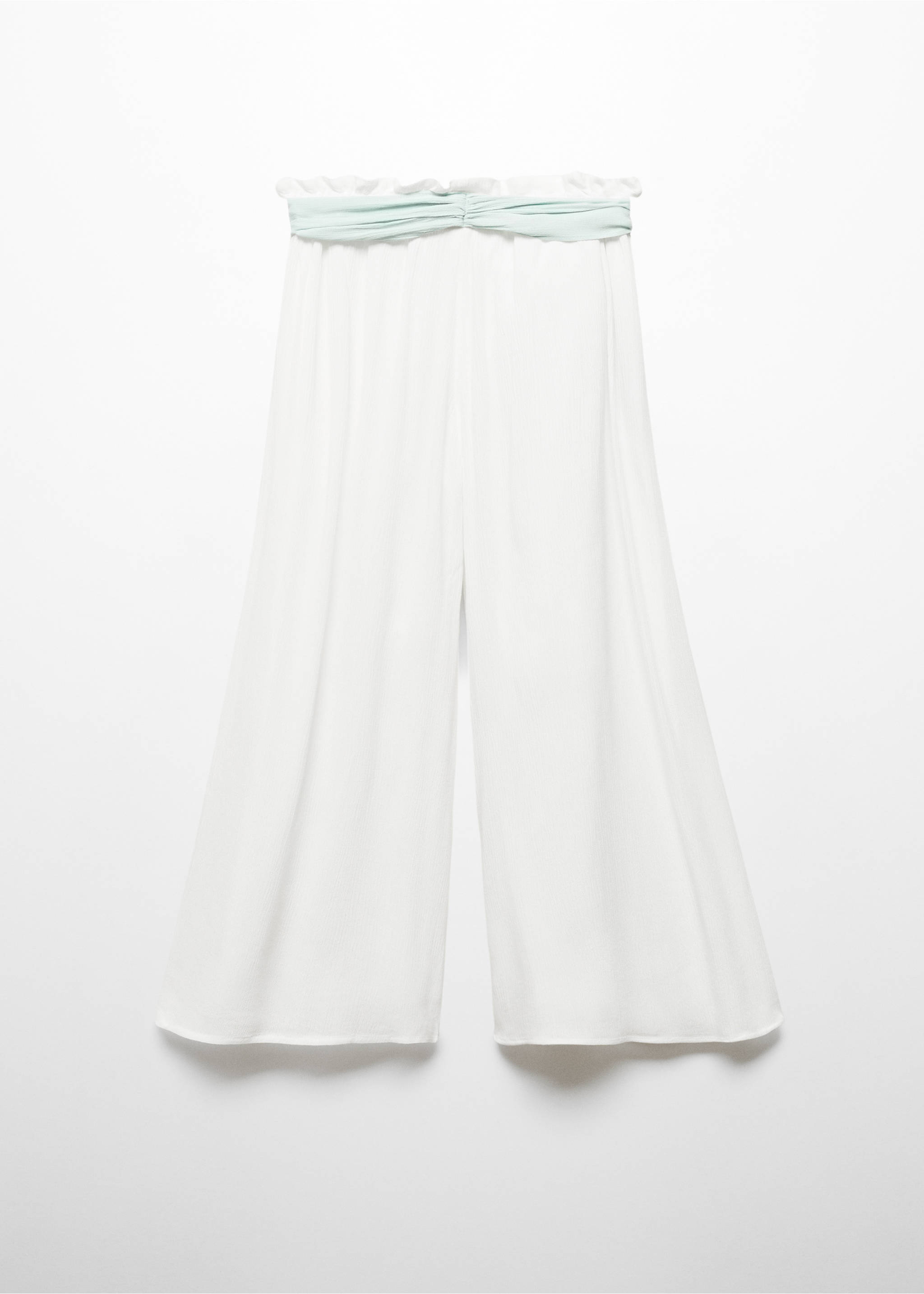 Bavlněné kalhoty s vázačkou - Zadní strana zboží, Bílá. Ref: 67033698-00.