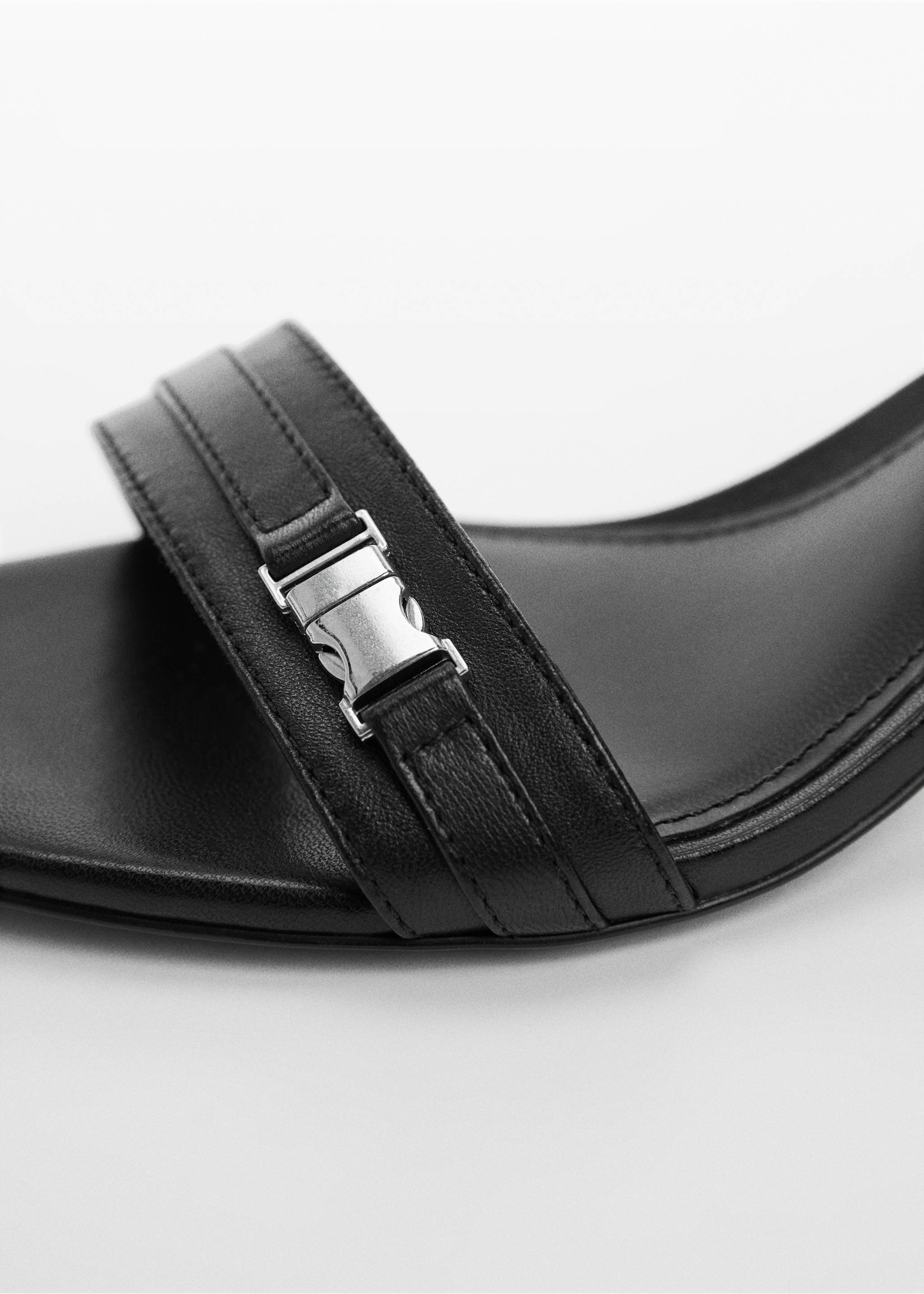 Leather sandals with metallic heel - Details of the article 2, Black. Ref: 67033699-00.