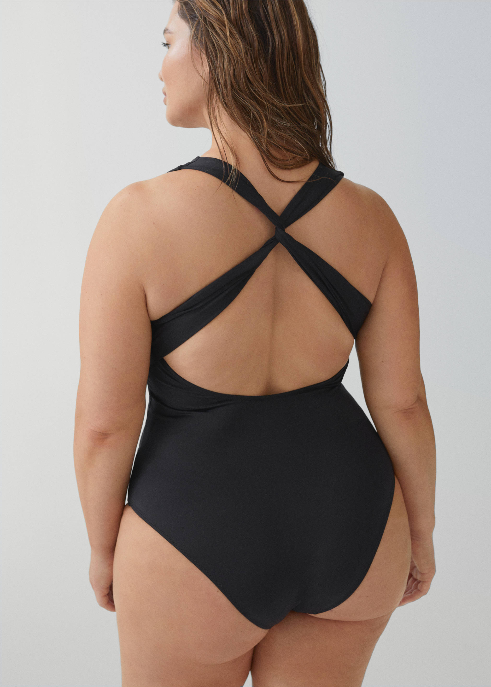 V-neck swimsuit - Details of the article 4, Black. Ref: 67034017-00.