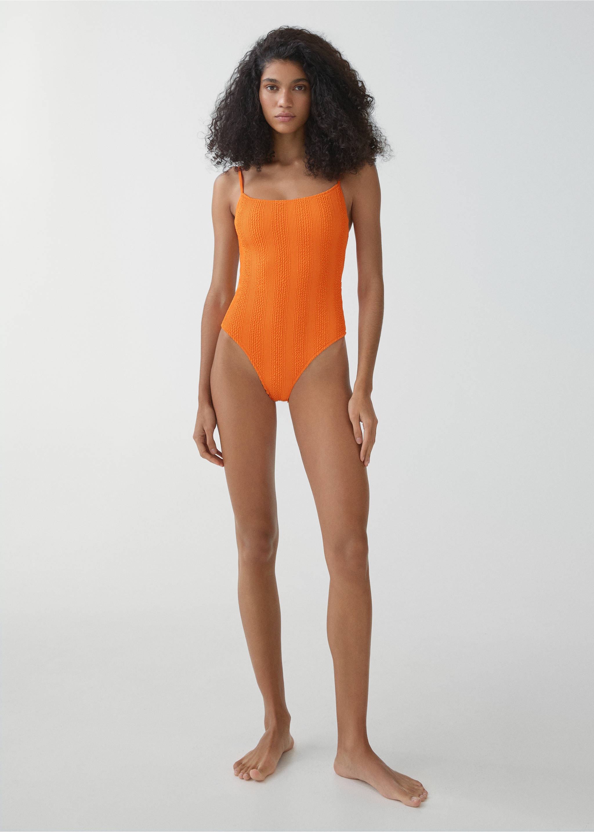 Textured swimsuit - General plane, Orange. Ref: 67034018-00.
