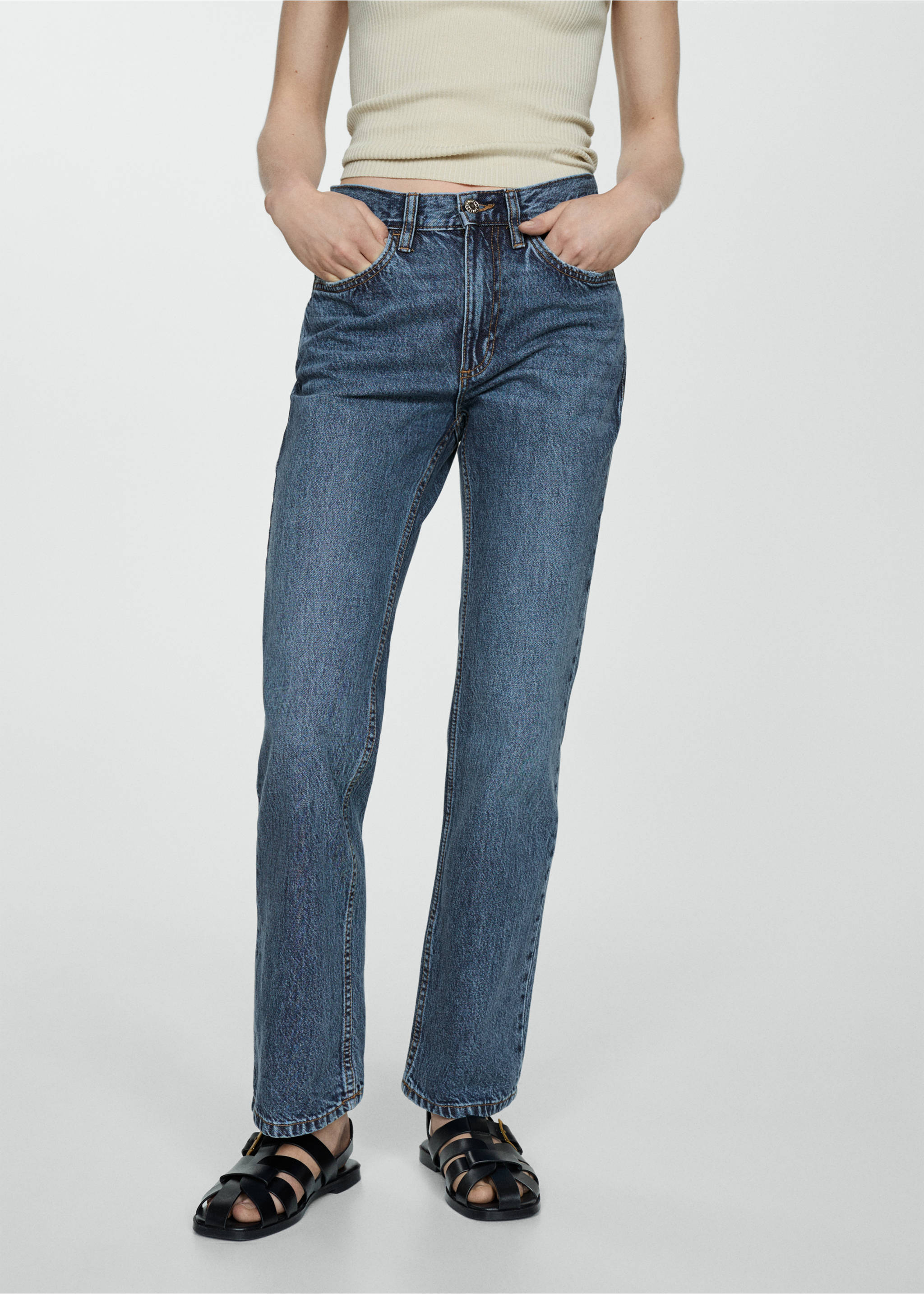 Mid-rise straight jeans - Medium plane, Dark Blue. Ref: 67034022-00.