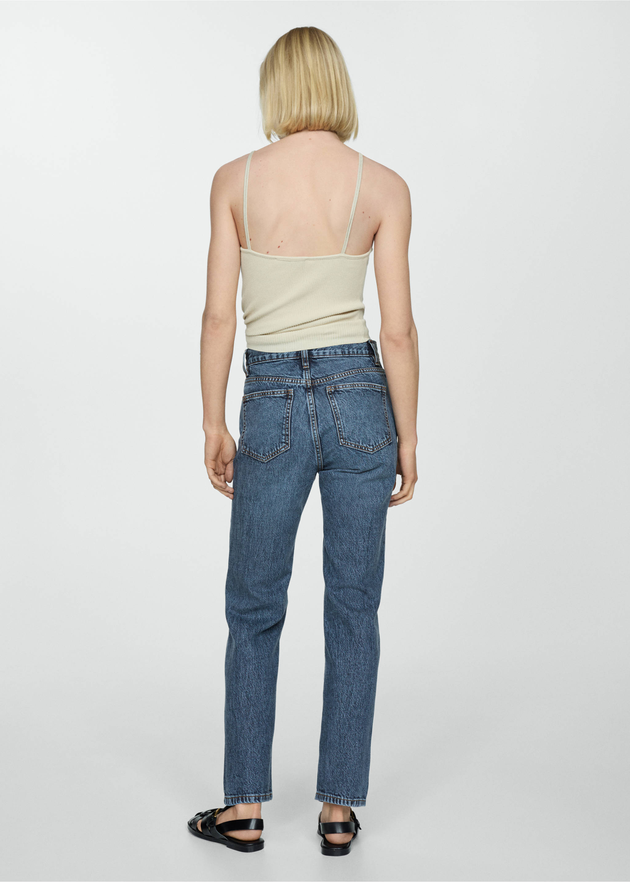Mid-rise straight jeans - Reverse of the article, Dark Blue. Ref: 67034022-00.