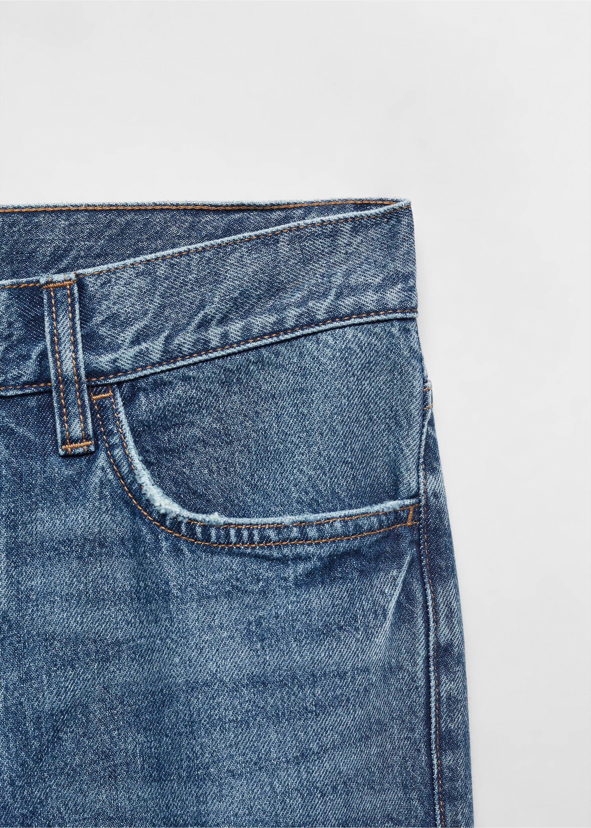 Mid-rise straight jeans - Details of the article 8, Dark Blue. Ref: 67034022-00.