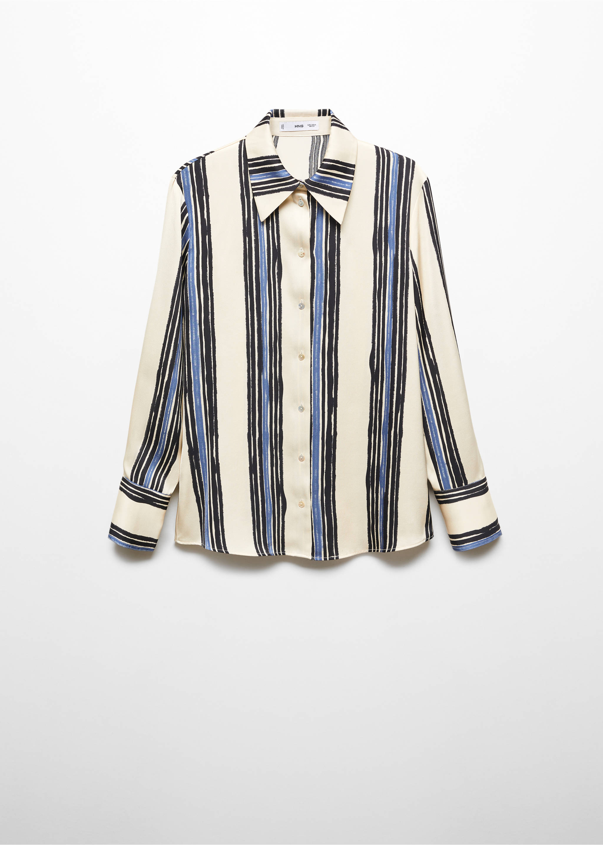 Satin striped shirt - Article without model, Ecru. Ref: 67034033-00.