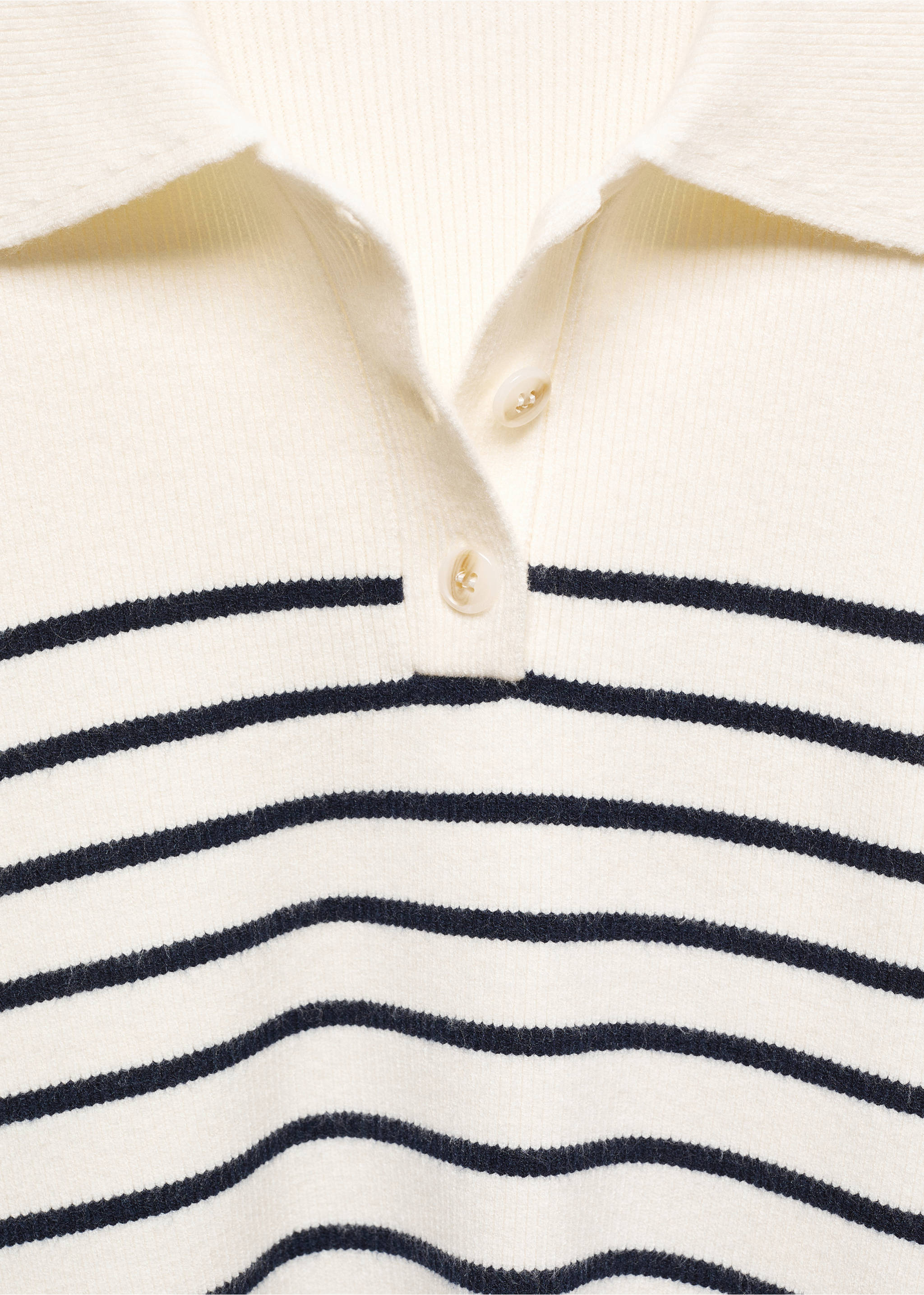 Buttoned collar knit sweater - Details of the article 8, Dark Navy. Ref: 67034036-00.