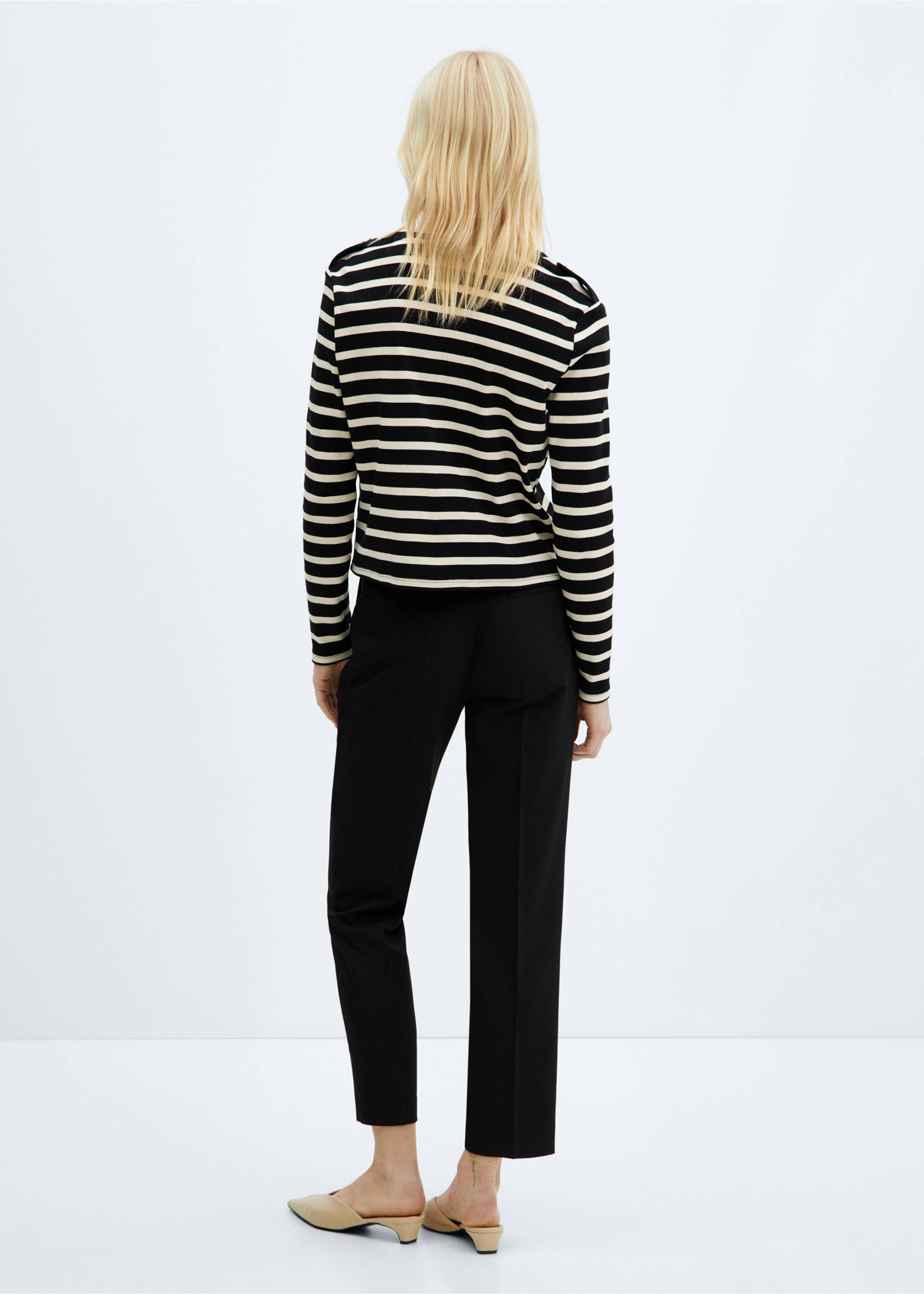 Striped cardigan with buttons - Reverse of the article, Black. Ref: 67034037-00.