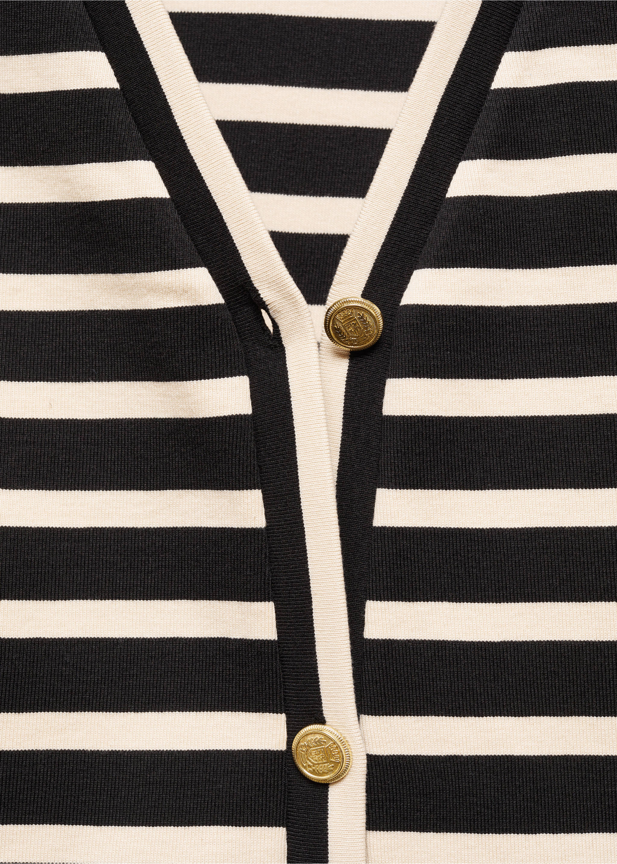 Striped cardigan with buttons - Details of the article 8, Black. Ref: 67034037-00.