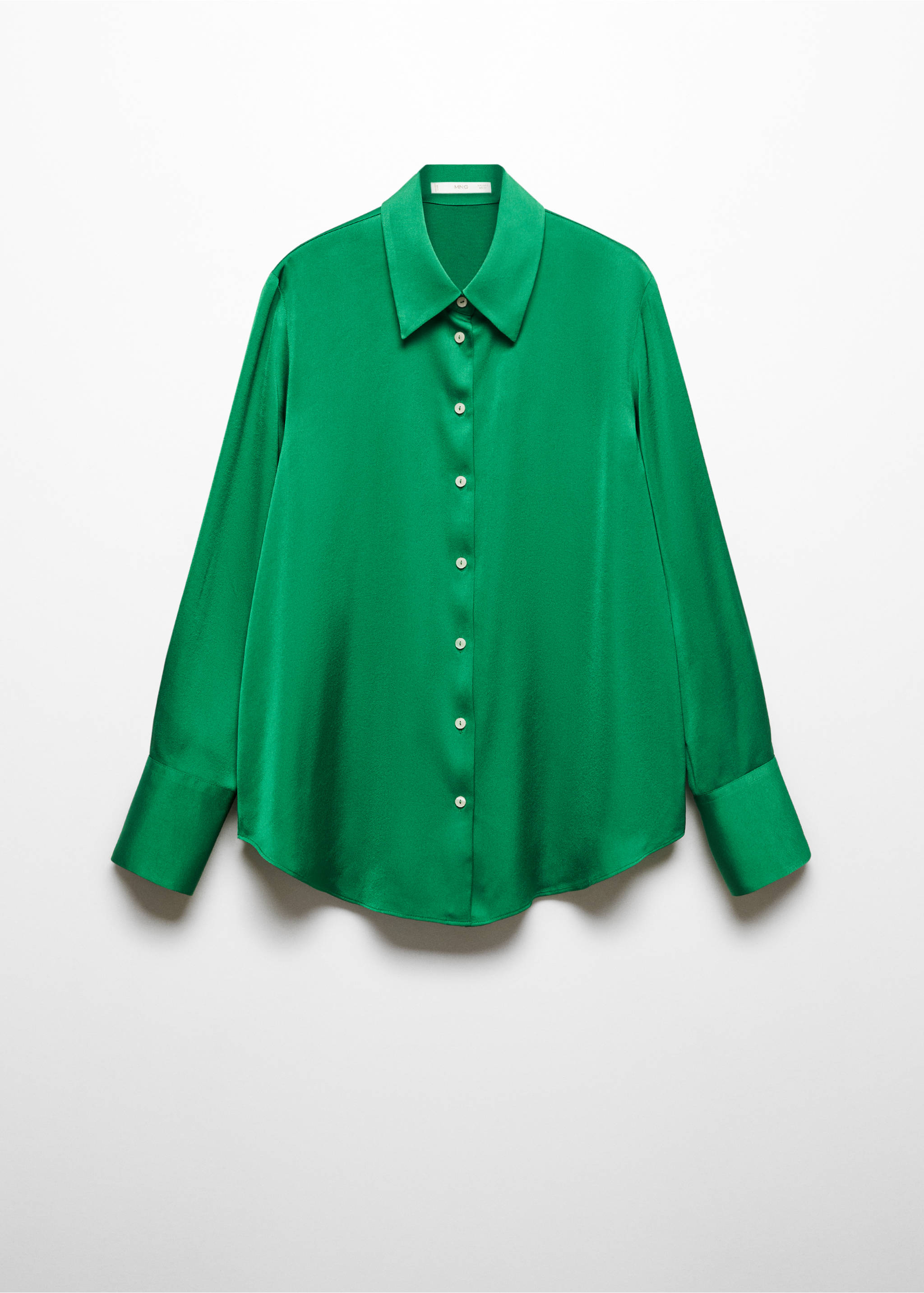 Satin finish flowy shirt - Article without model, Green. Ref: 67034044-00.