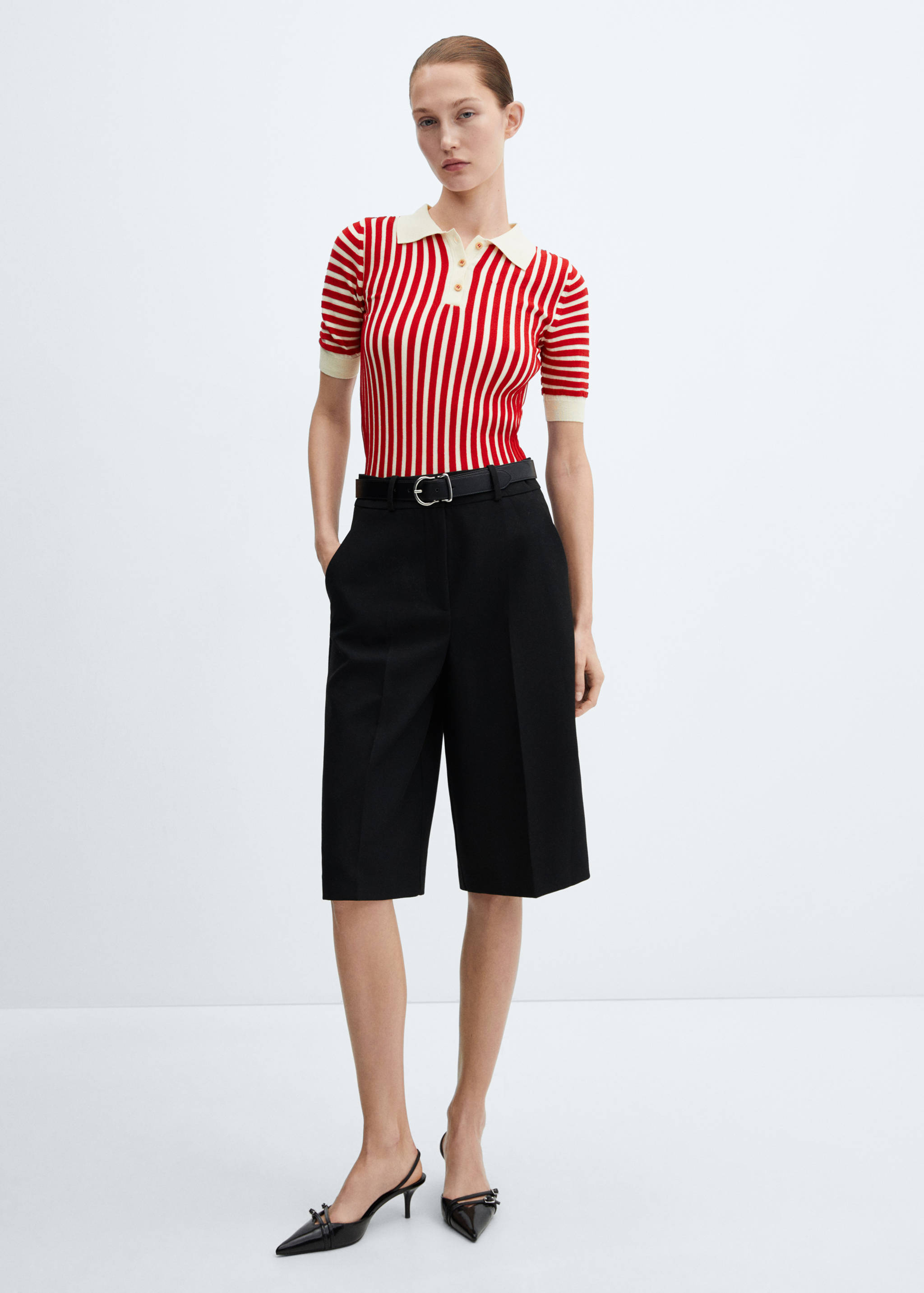 Pull-over rayures col polo - Plan général