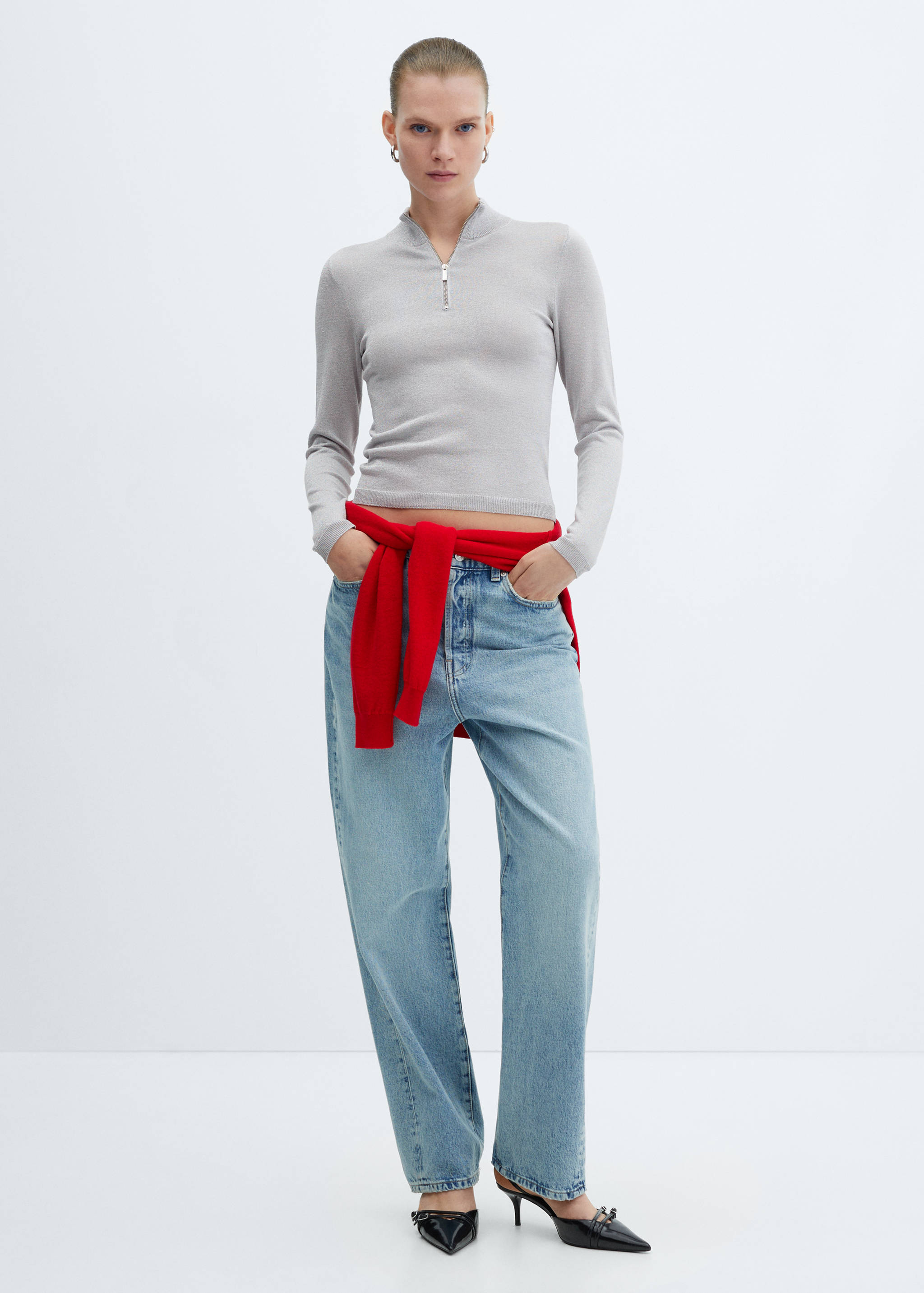 Gebreide trui met rits - Overzichtstekening