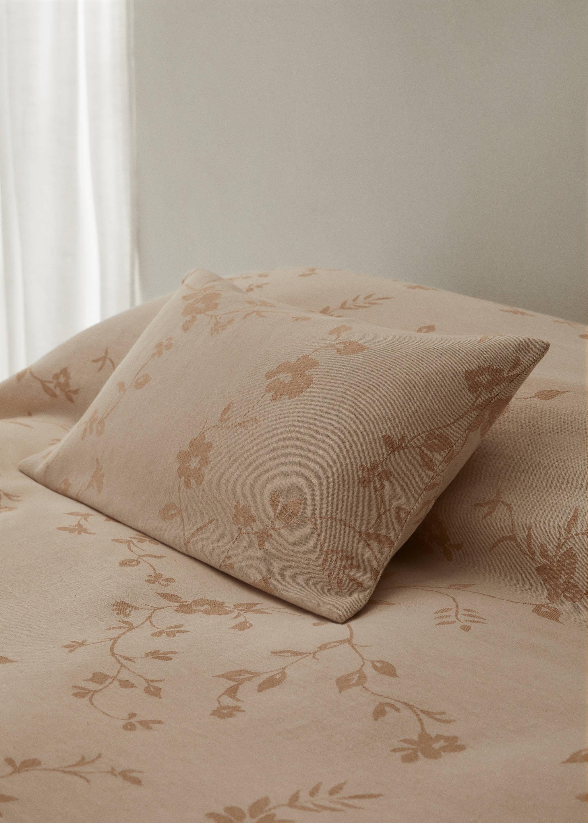 Floral-print cotton cushion cover 30x50cm - General plane