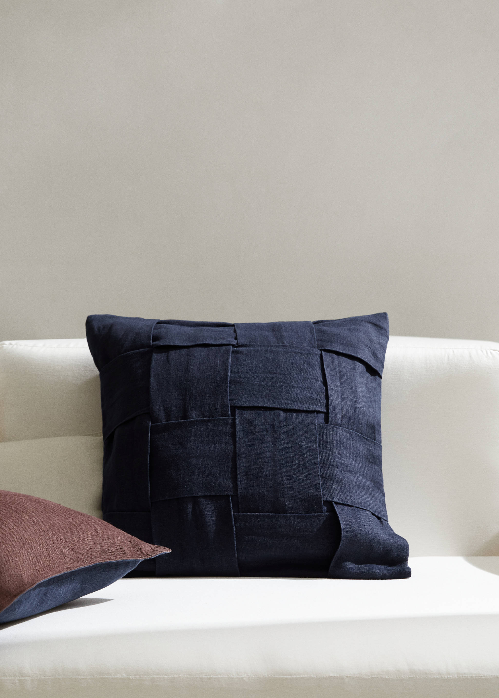 Housse de coussin 100 % lin tressée 50x50 cm - Plan général