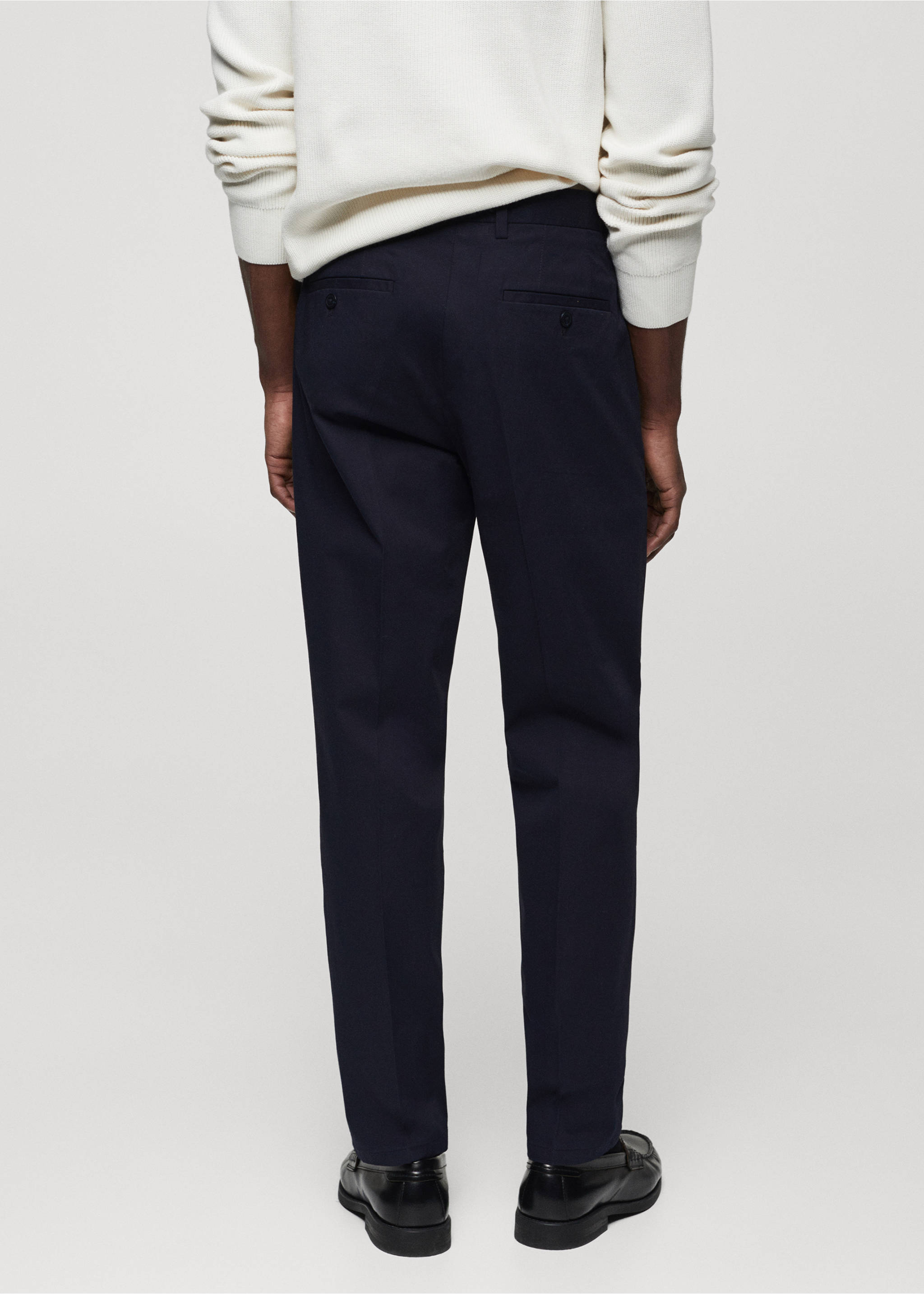 Regular-fit cotton trousers - Reverse of the article, Dark Navy. Ref: 67034442-00.