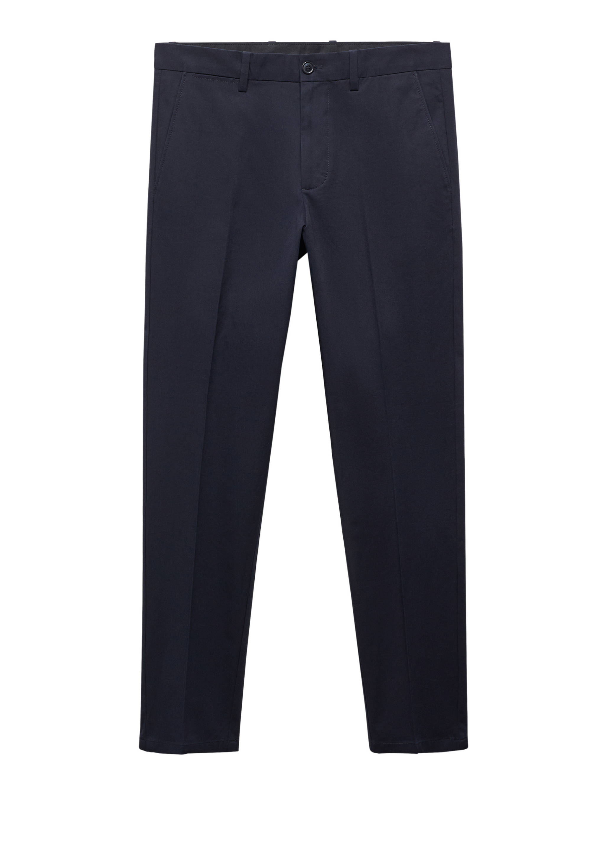 Regular-fit cotton trousers - Details of the article 9, Dark Navy. Ref: 67034442-00.