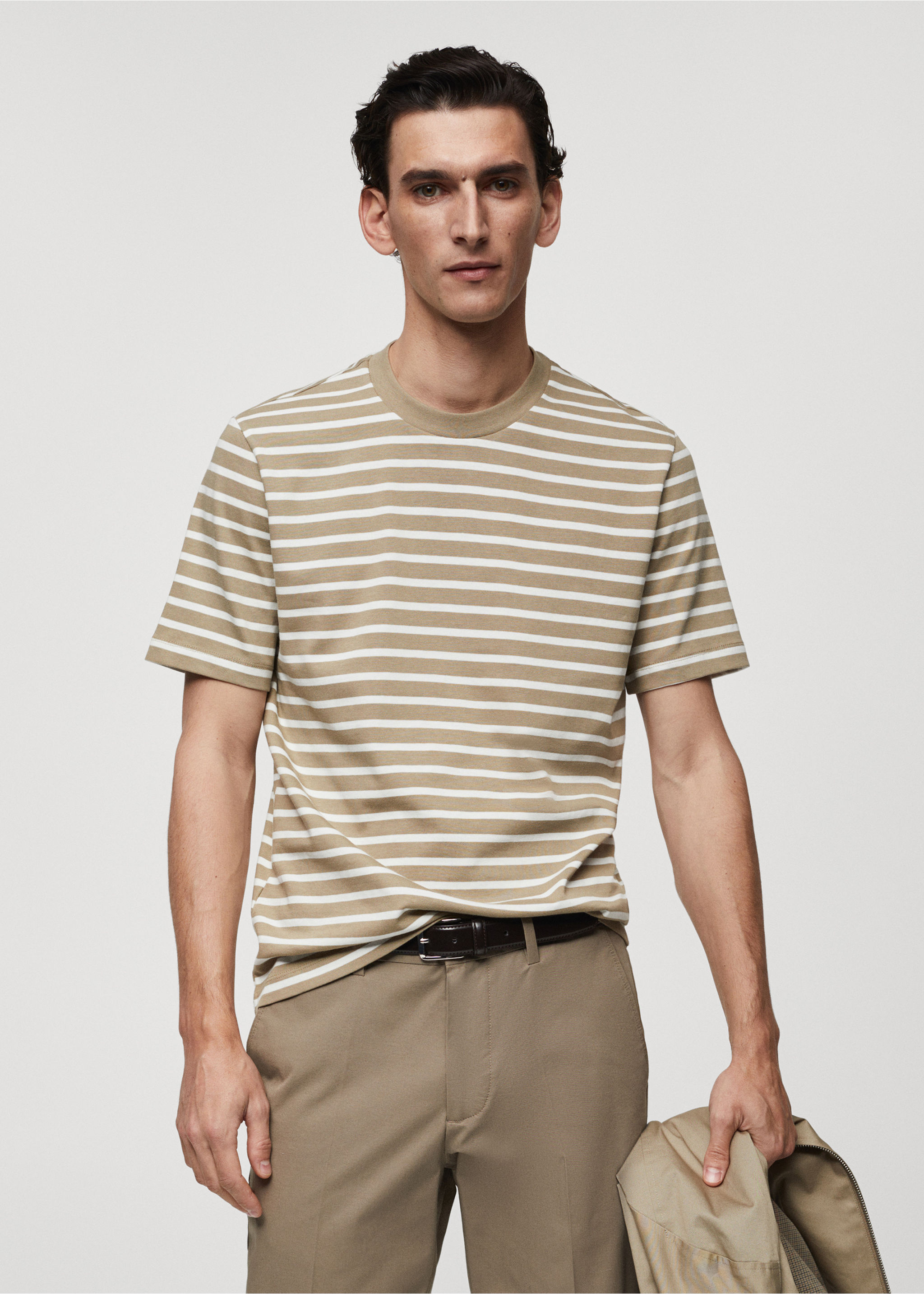 Striped cotton T-shirt - Medium plane